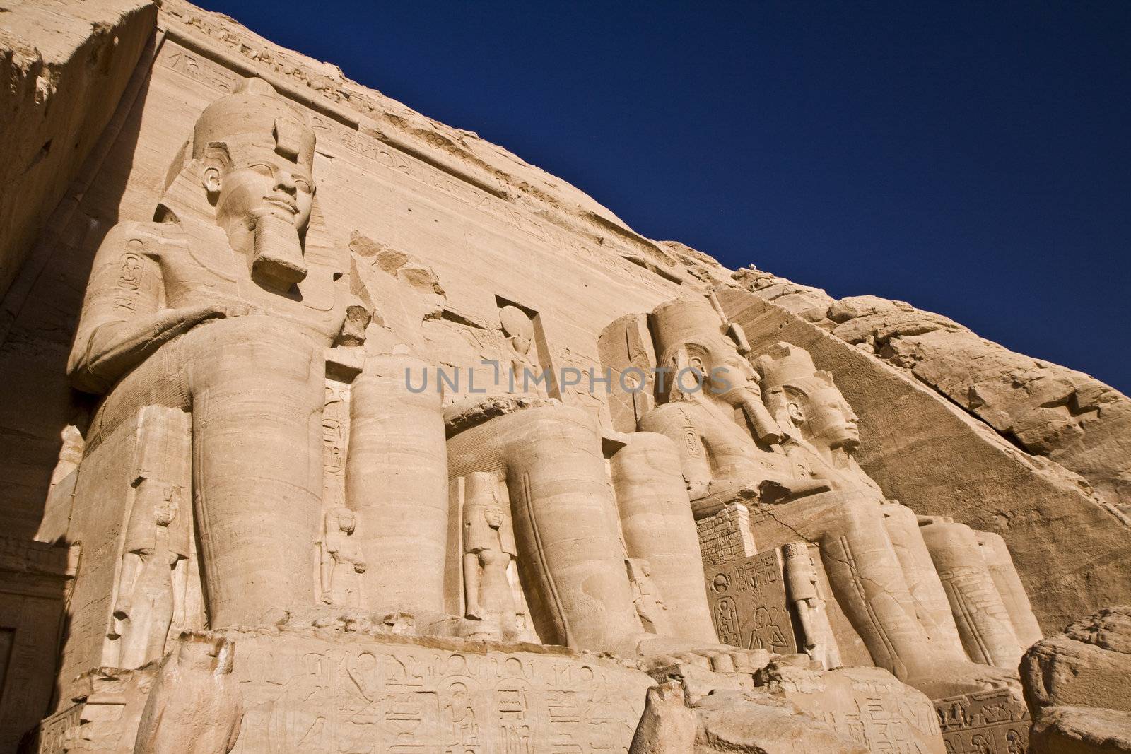 Stone statues in the temple of the Egyptian Pharaoh