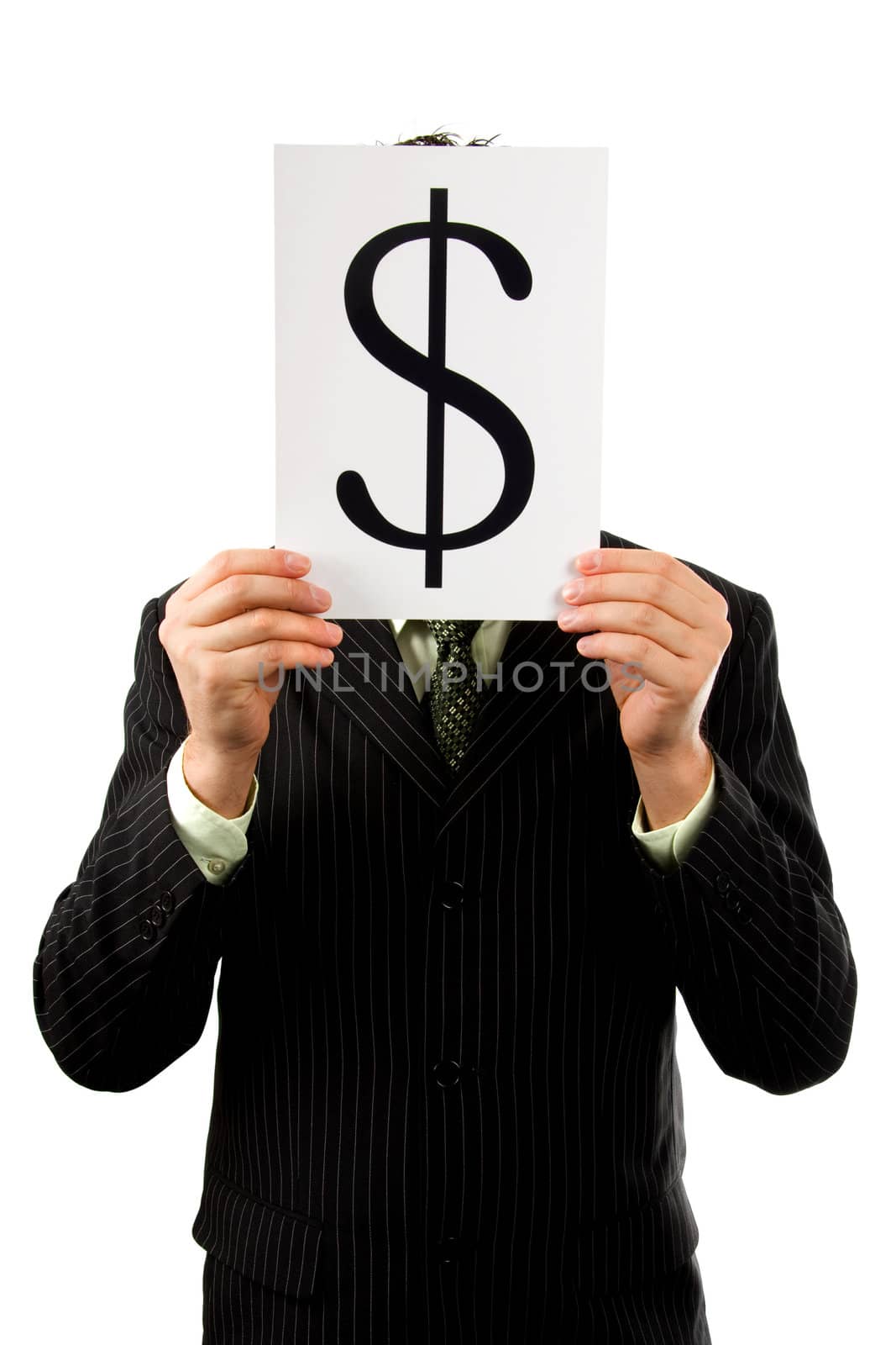 Businessman is holding a dollar mark