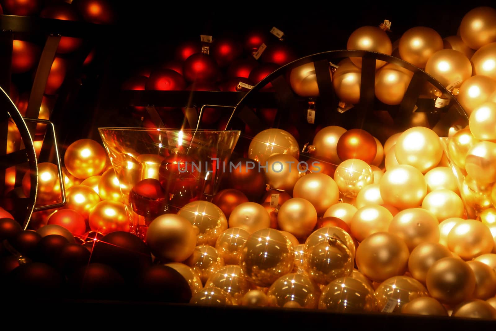Lots of christmas balls for romantic mood