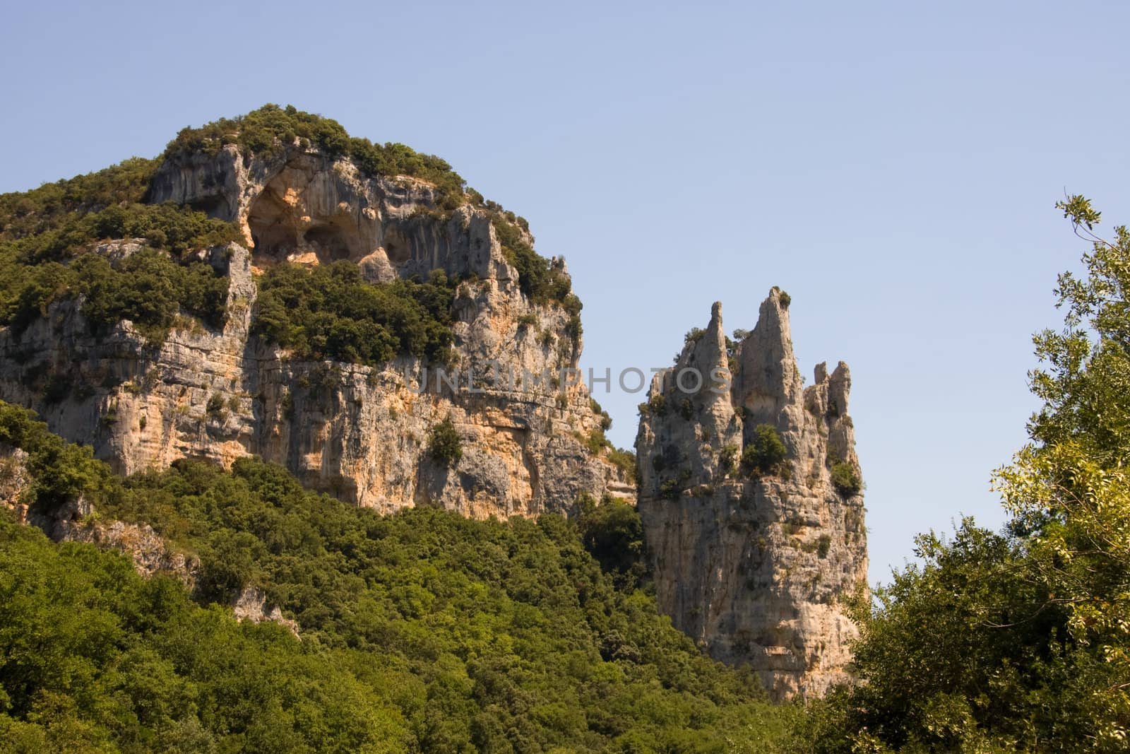 Rocks in the shape of cathedral, famous in the Ardeche of France