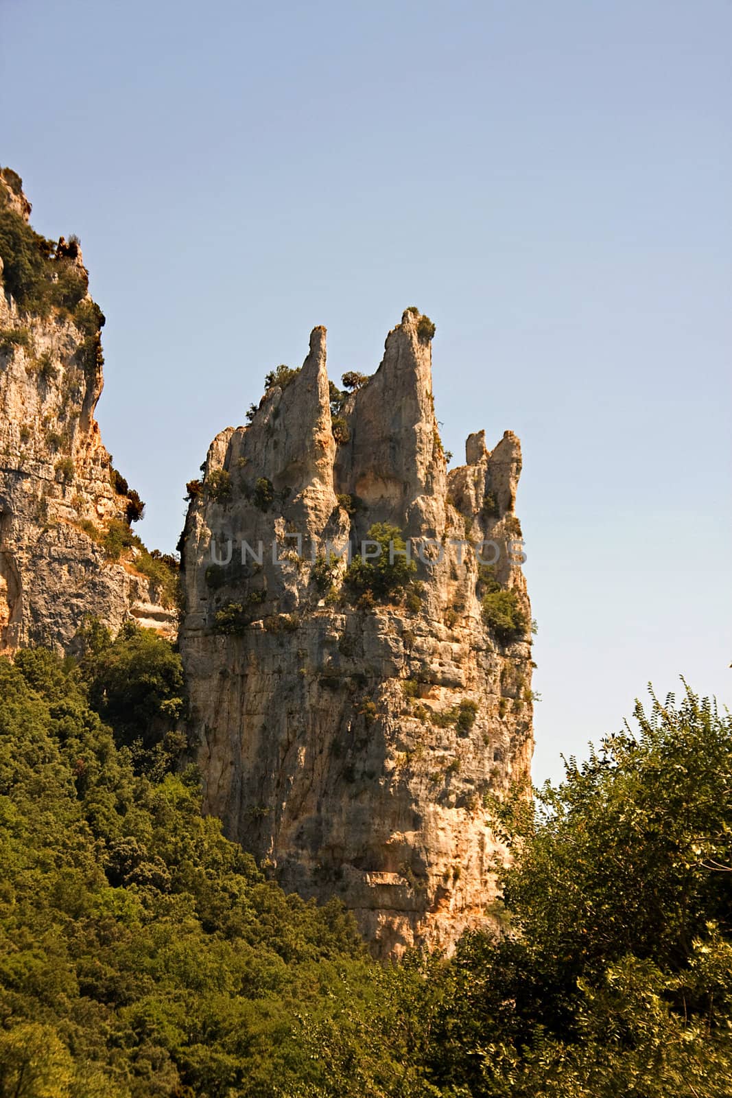 Rocks in the shape of cathedral, famous in the Ardeche of France