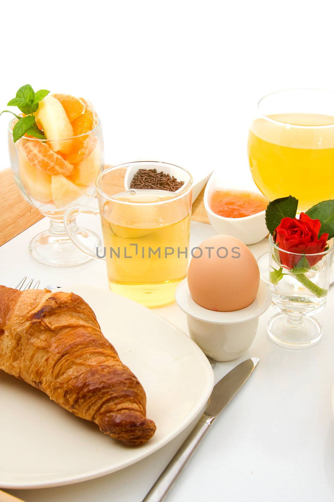 Delicious breakfast isolated on white background