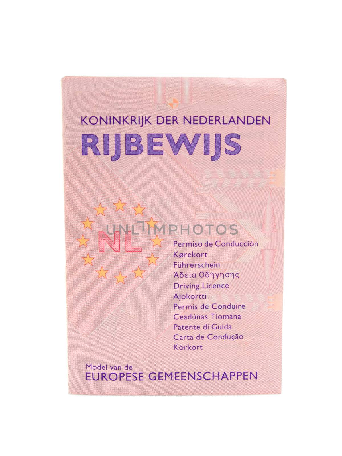 Dutch drivers license isolated on white background
