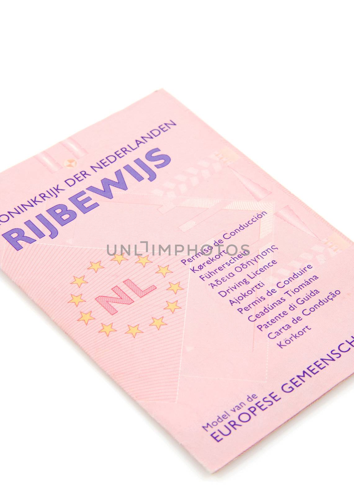 Dutch drivers license isolated on white background