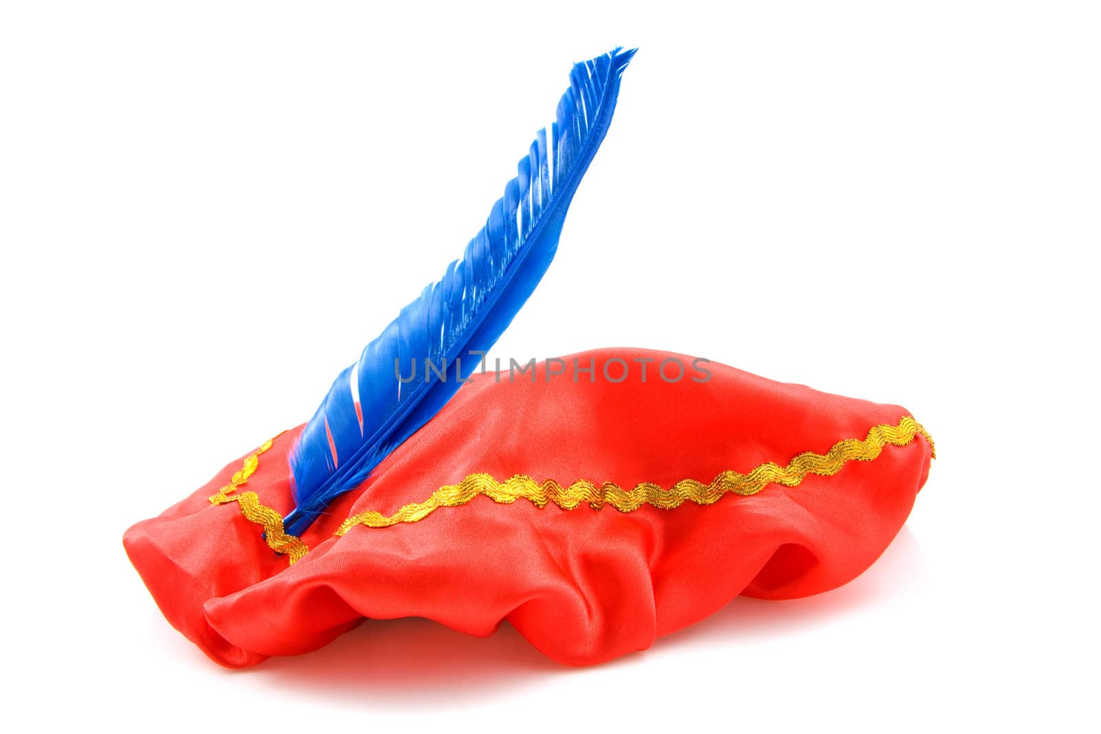 red hat with blue feather of Zwarte Piet, typical Dutch event in december