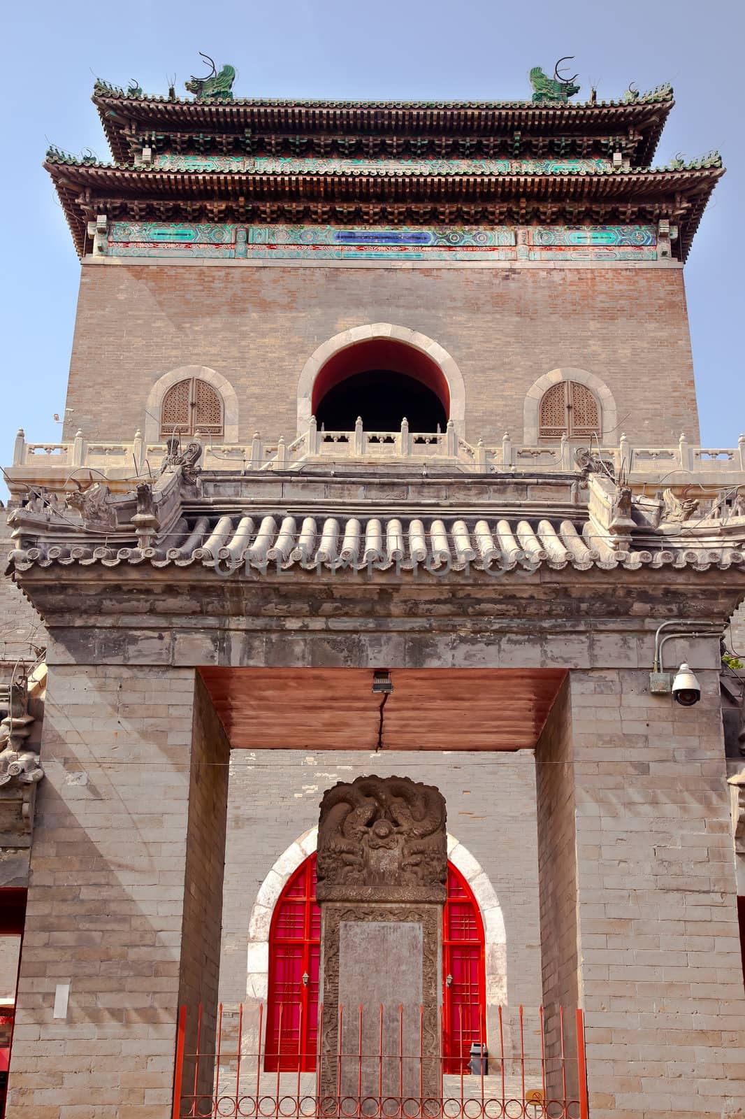 Ancient Stone Bell Tower Imperial Stele Beijing China. Imperial Stele from 1747 by Emperor Qianlong.