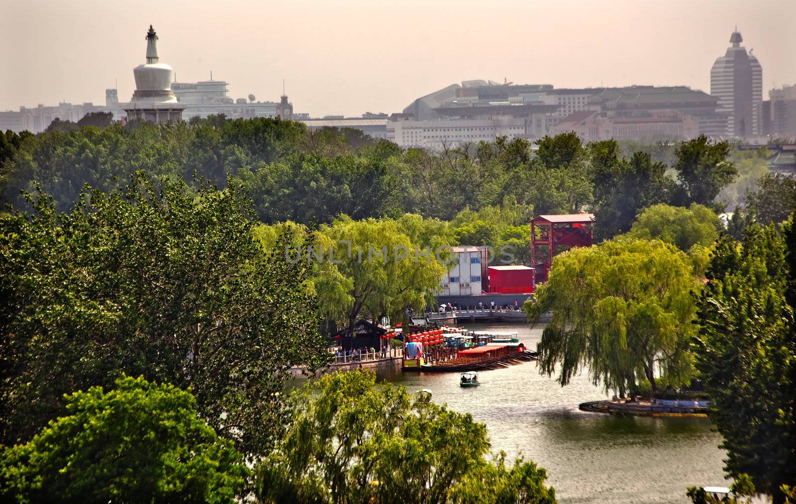 Houhai Lake Beihai Stupa Beijing, China by bill_perry