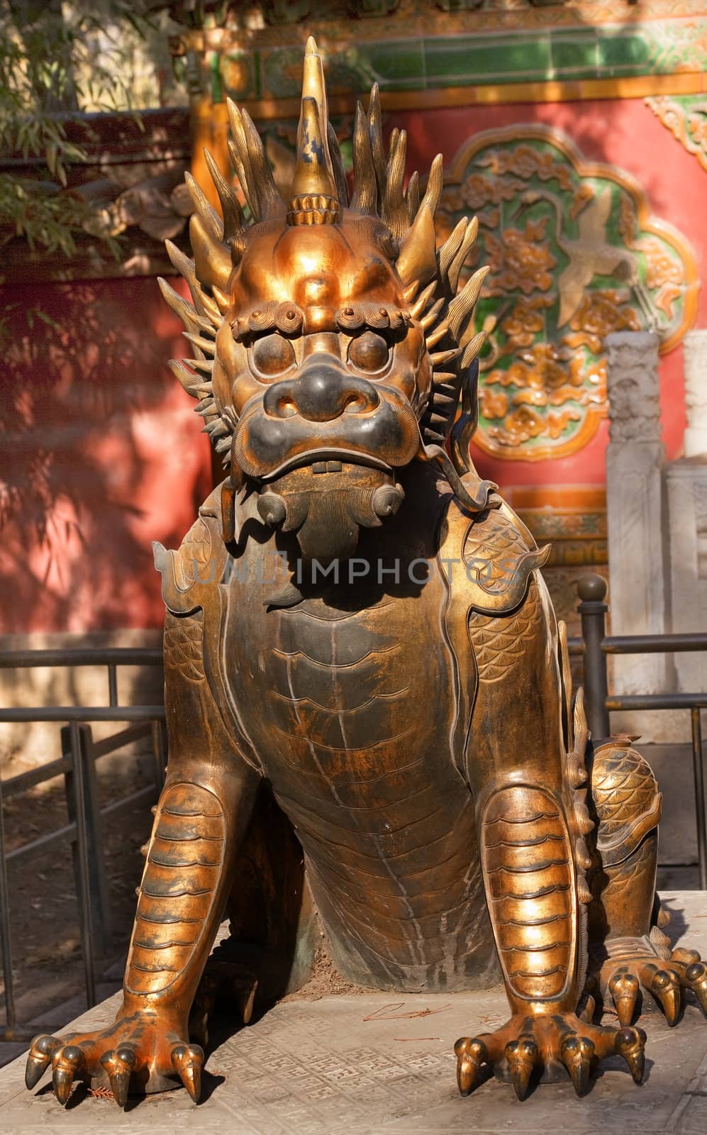 Dragon Bronze Statue Gugong Forbidden City Palace Beijing China by bill_perry