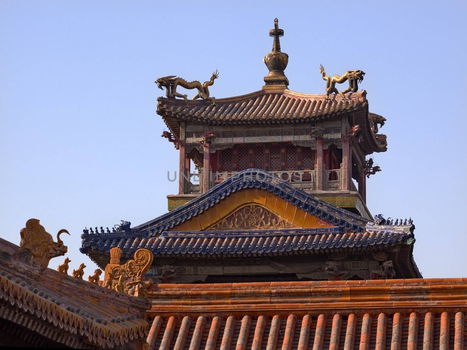 Gugong, Forbidden City Dragon Pavilion Roof Figures Decorations Emperor's Palace Beijing China

Resubmit--In response to comments from reviewer have further processed image to reduce noise, sharpen focus and adjust lighting.

Built in the 1400s in the Ming Dynasty