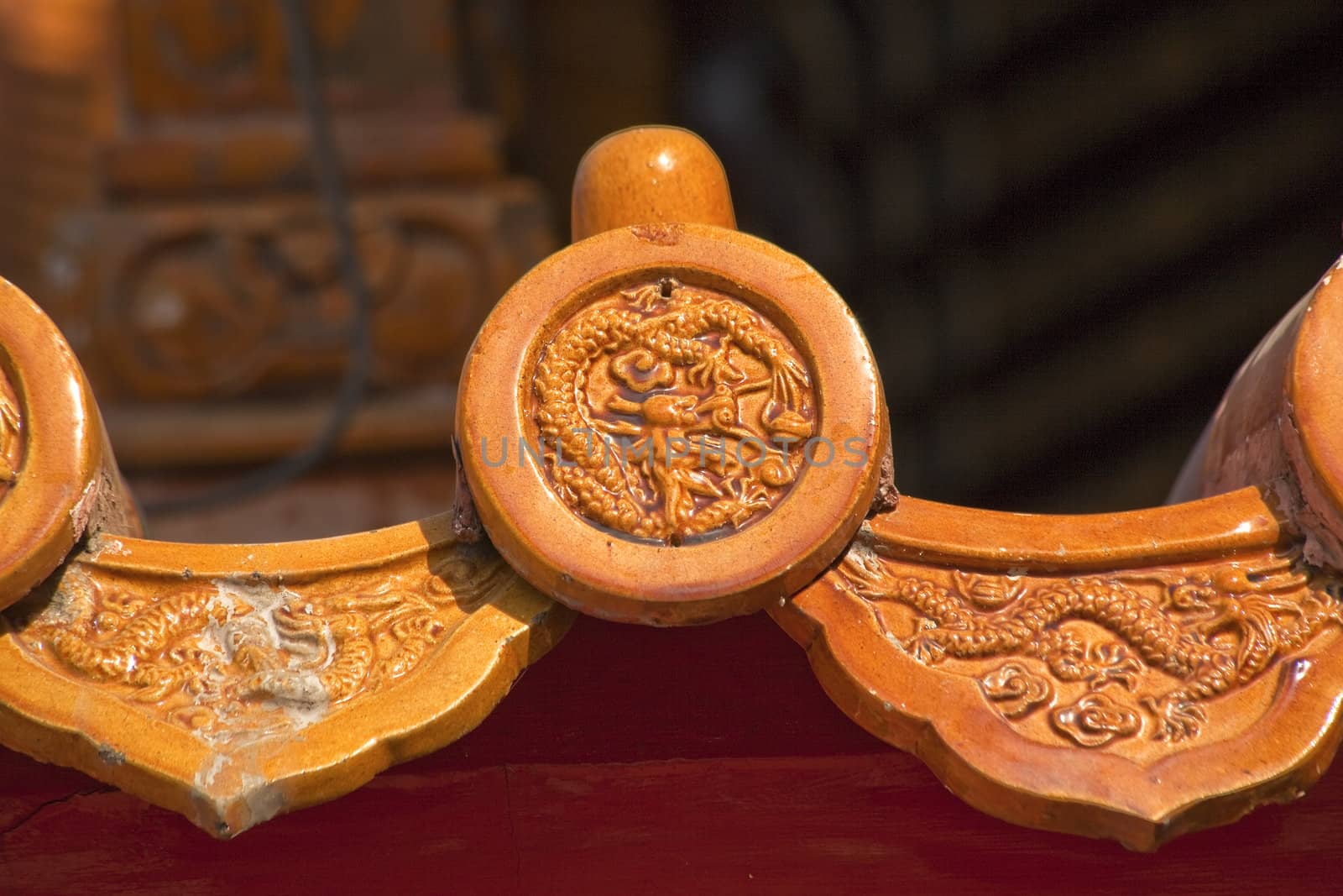 Dragon Roof Decoration Gugong Forbidden City Palace Beijing Chin by bill_perry