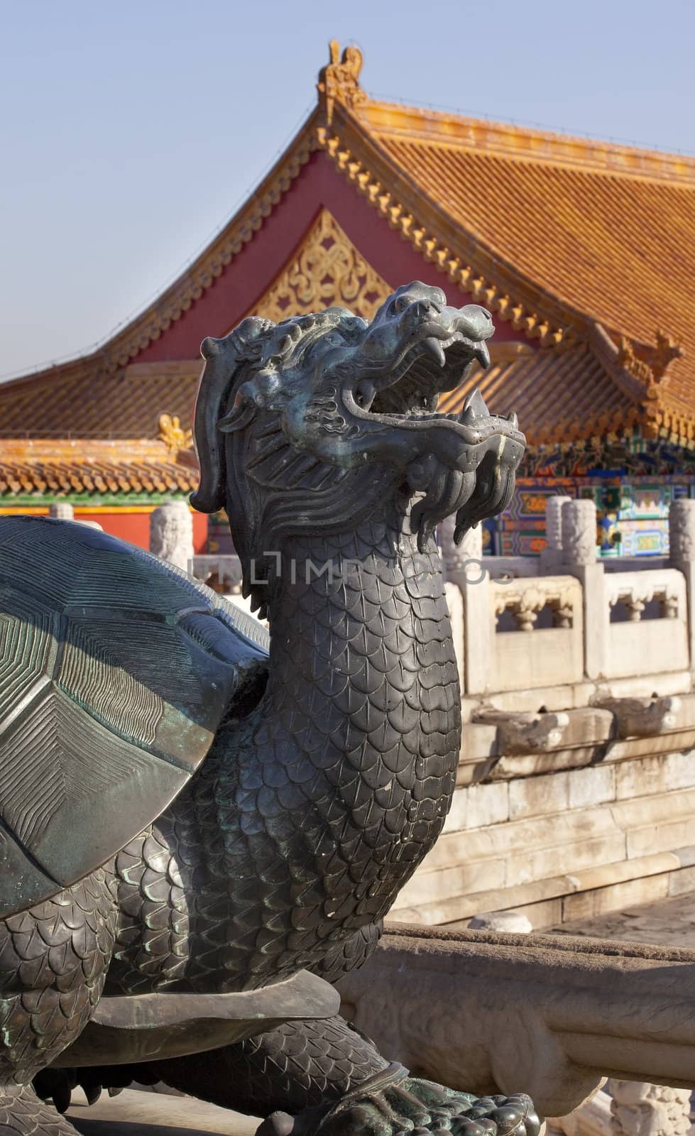 Dragon Tortise Bronze Statue Gugong Forbidden City Palace Beijin by bill_perry