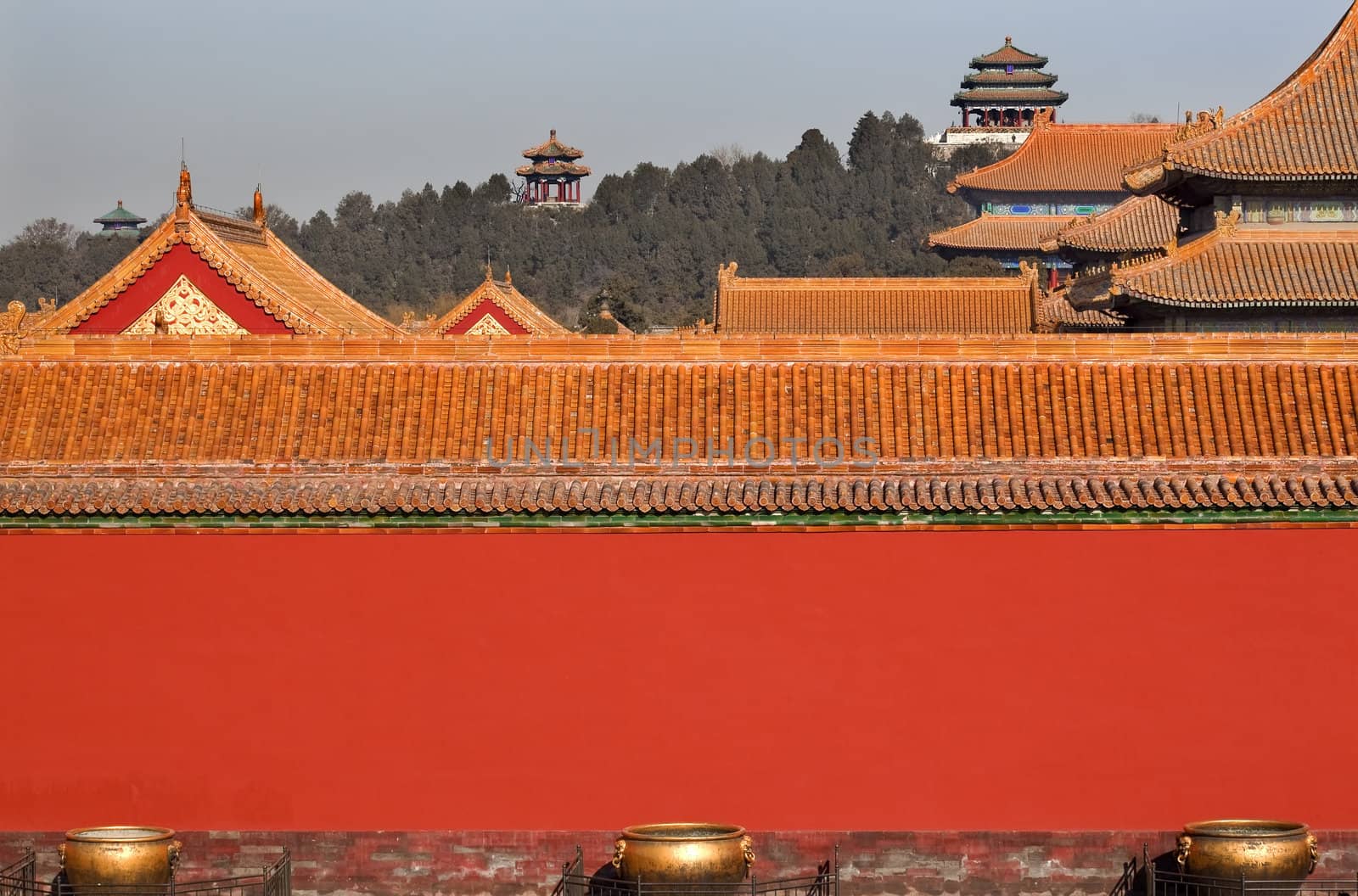 Jinshang Park from Forbidden City Yellow Roofs Red Walls Gugong by bill_perry