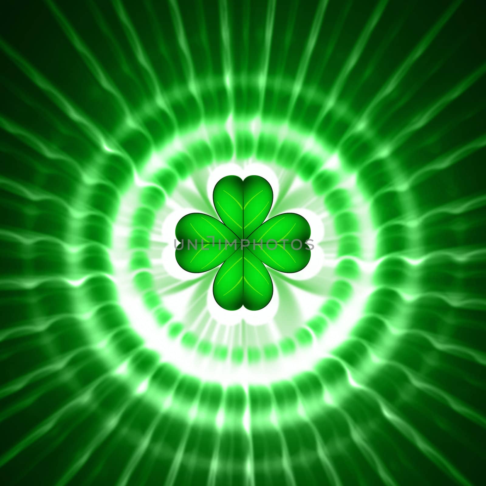 green shamrock in circles with rays by marinini