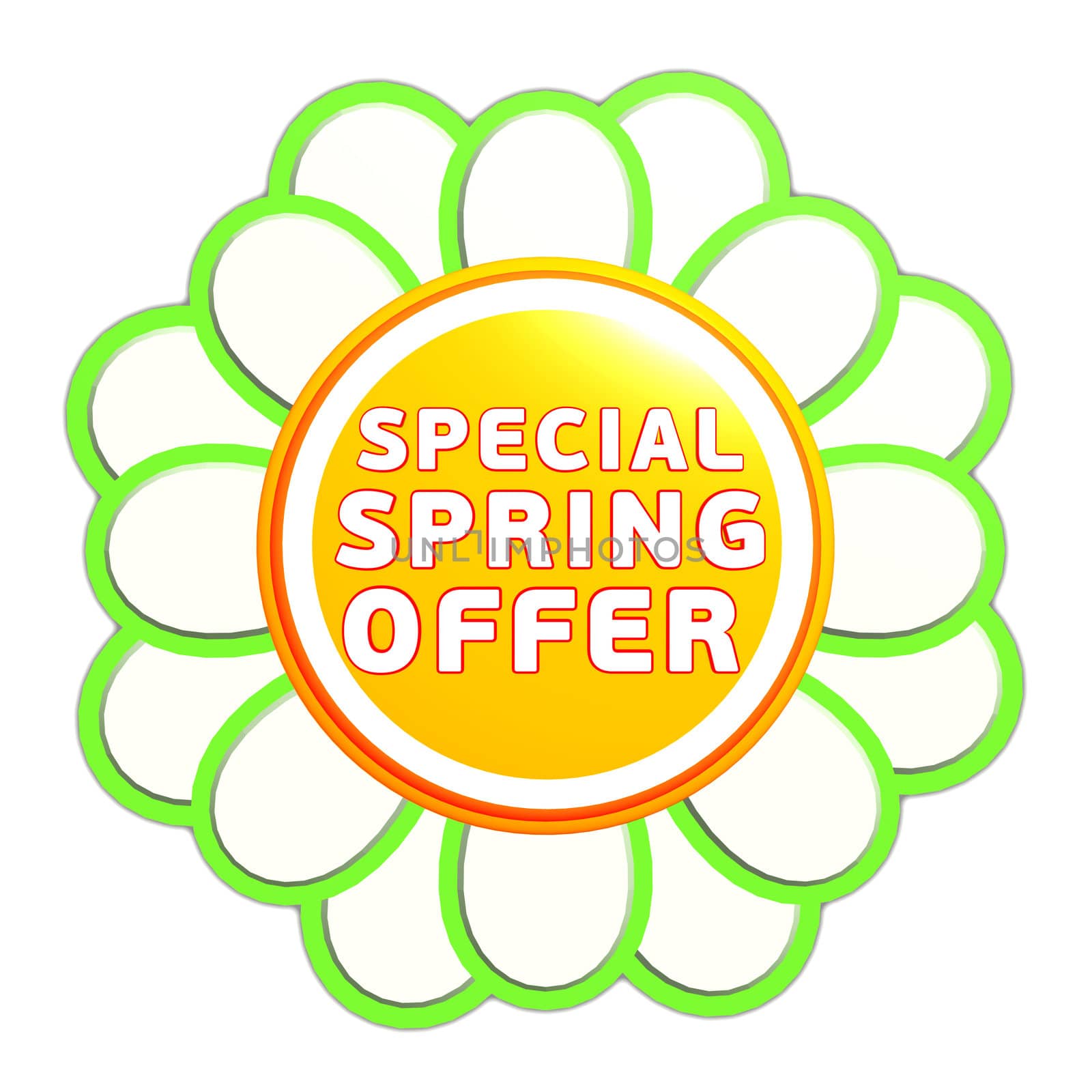 special spring offer green orange flower label by marinini