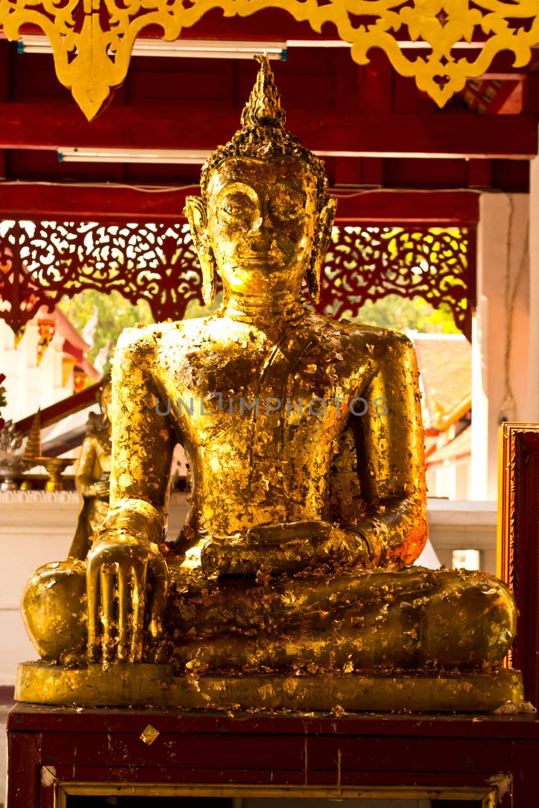 Buddha statue with gold leaf in Thailand