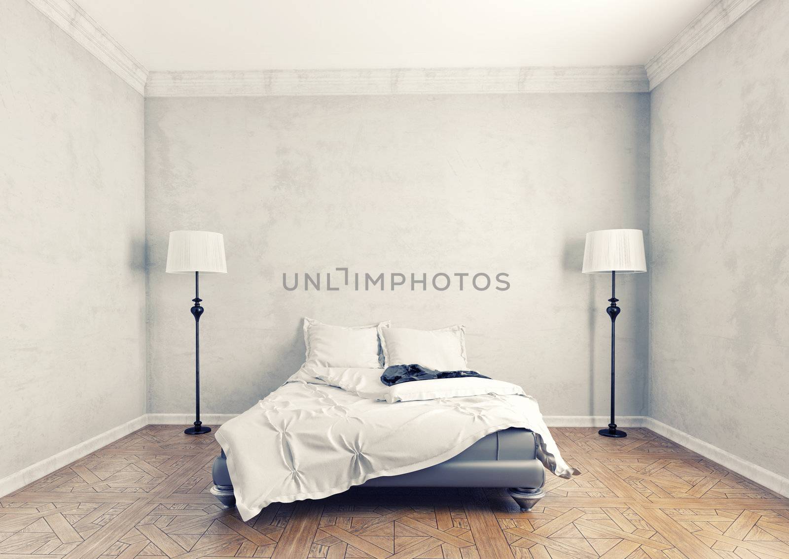 modern style bedroom interior (3D rendering)