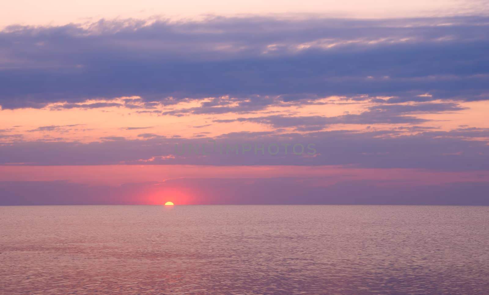 Beautiful seascape with orange warm sunrise by Zhukow