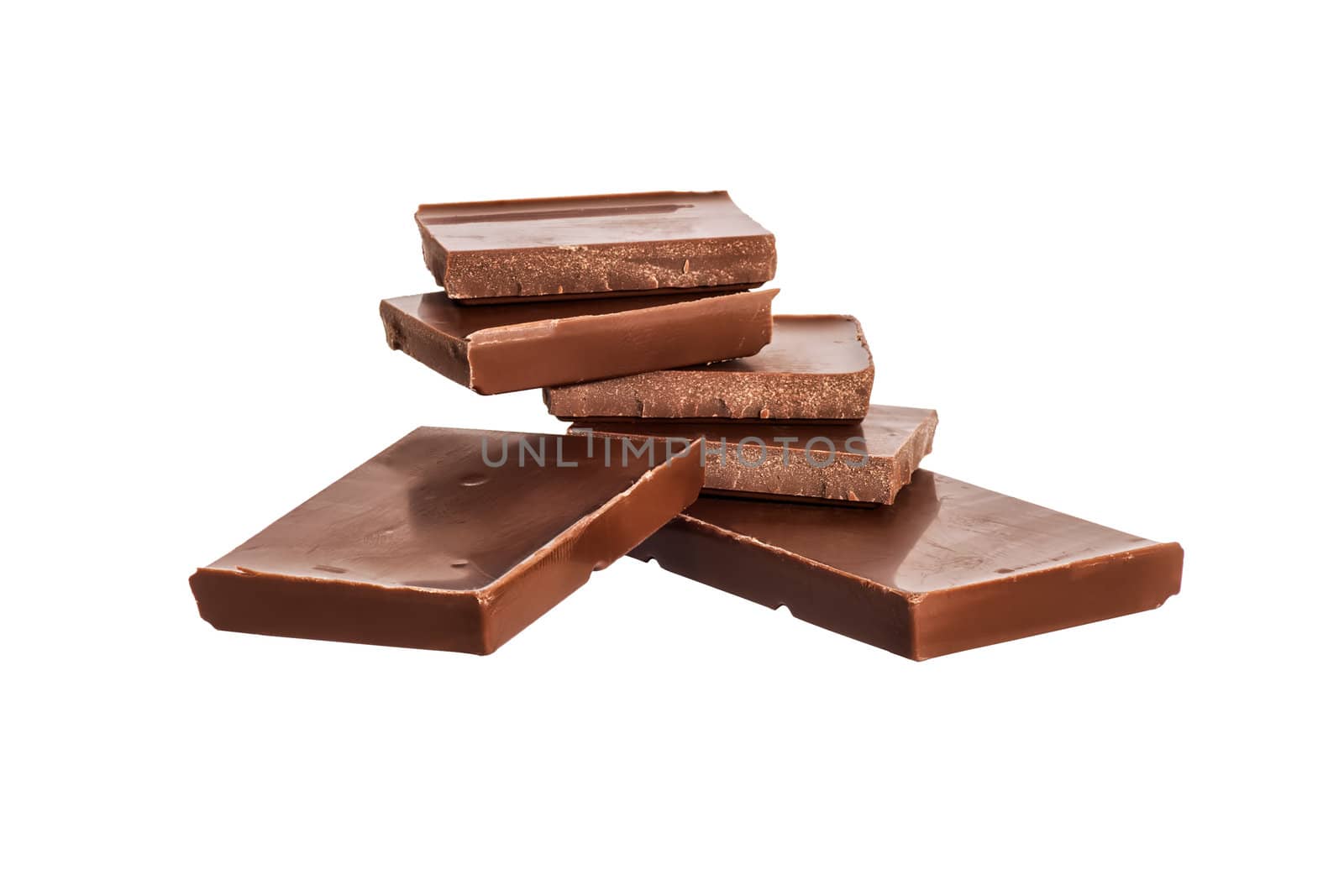 chocolate bars isolated on white background by Zhukow