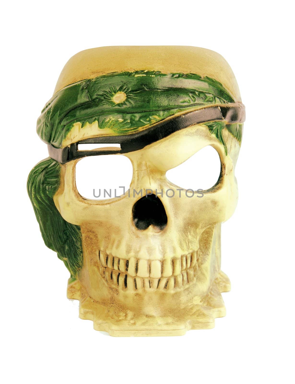 Skull of the pirate on a white background