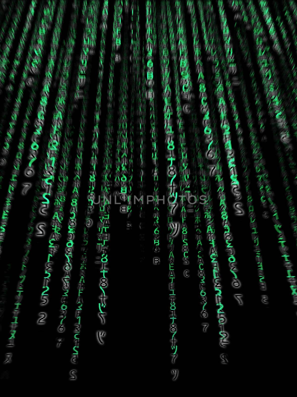 Green binary code on black background