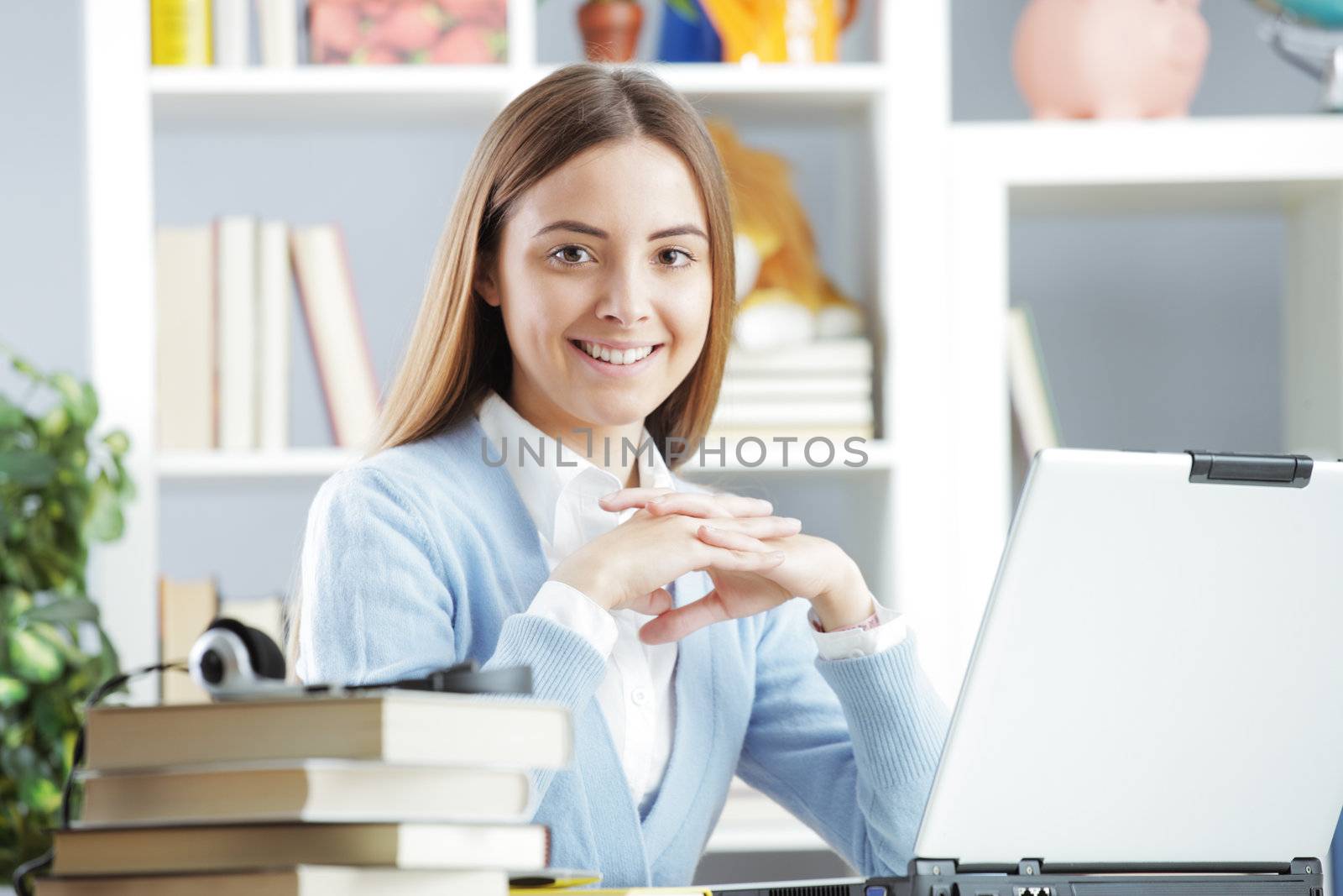 Portrait of a beautiful female college student