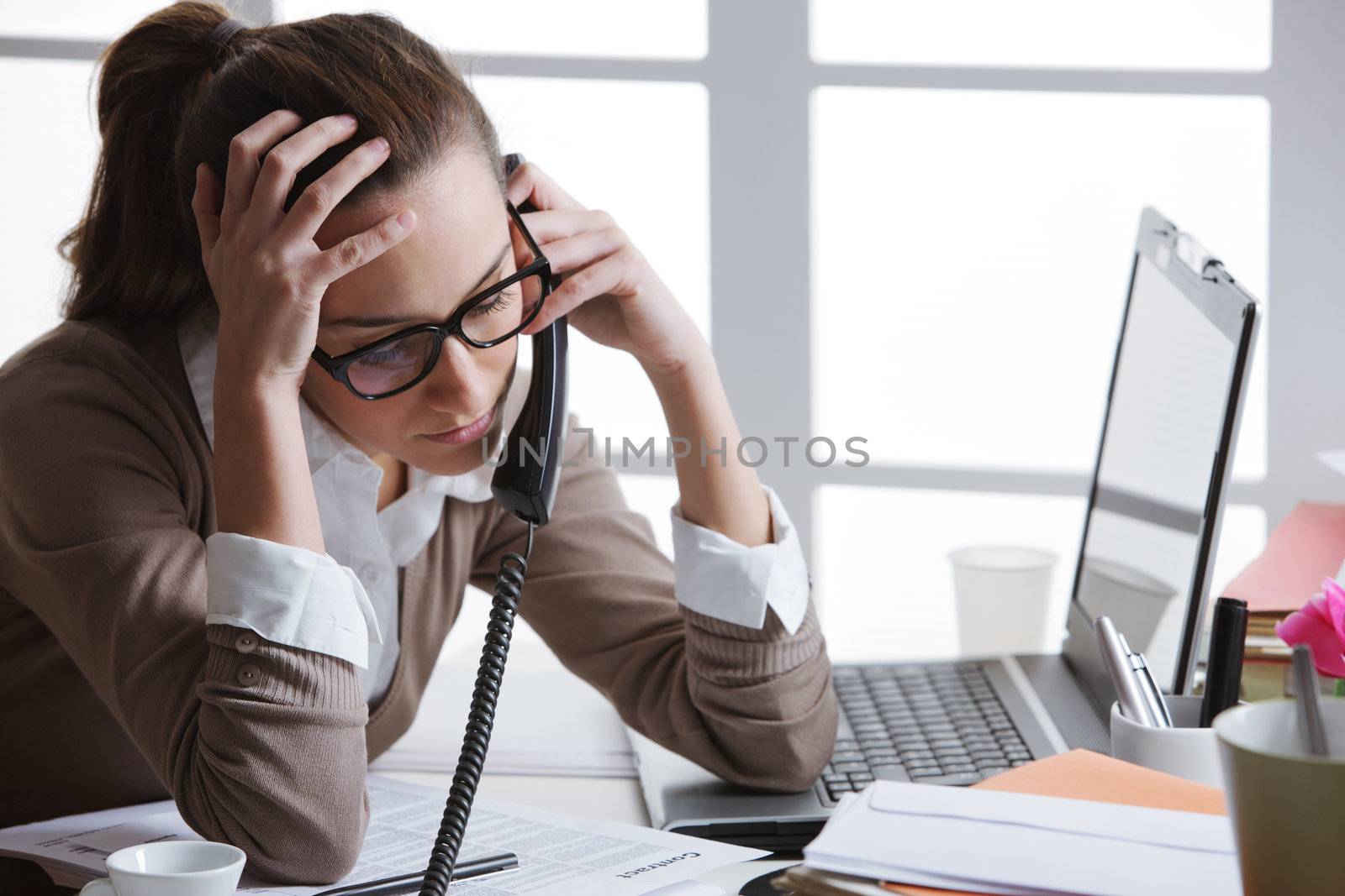 hard working woman with office files