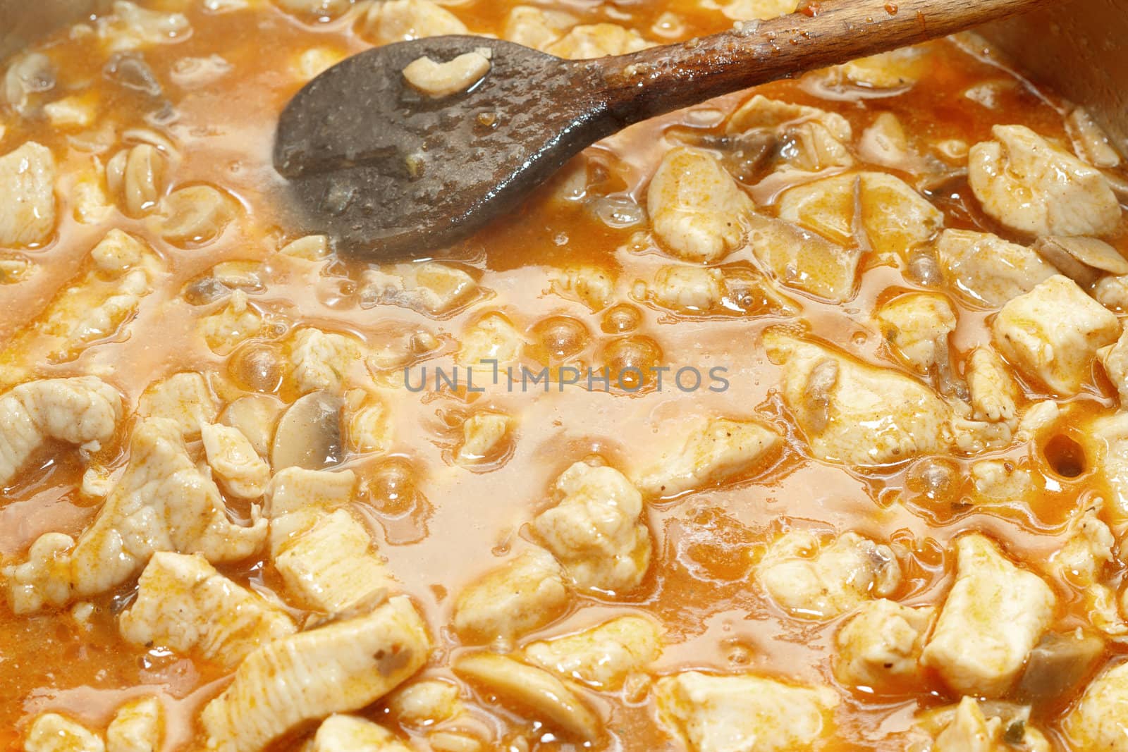 Cooking Roasted Chicken with Mushrooms and vegetable
