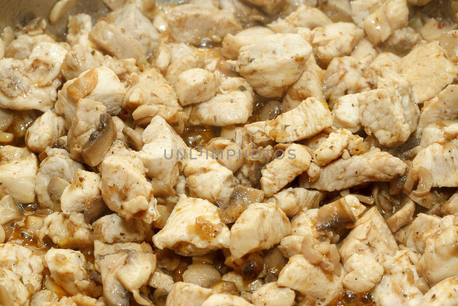 Cooking Roasted Chicken with Mushrooms and vegetable