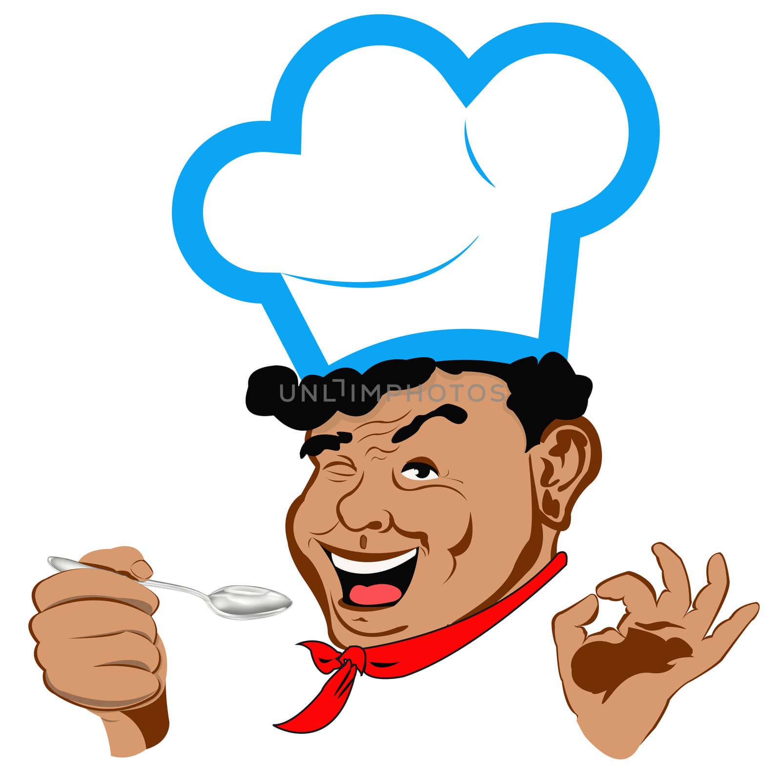 Happy joyful Chef and  spoon by sergey150770SV