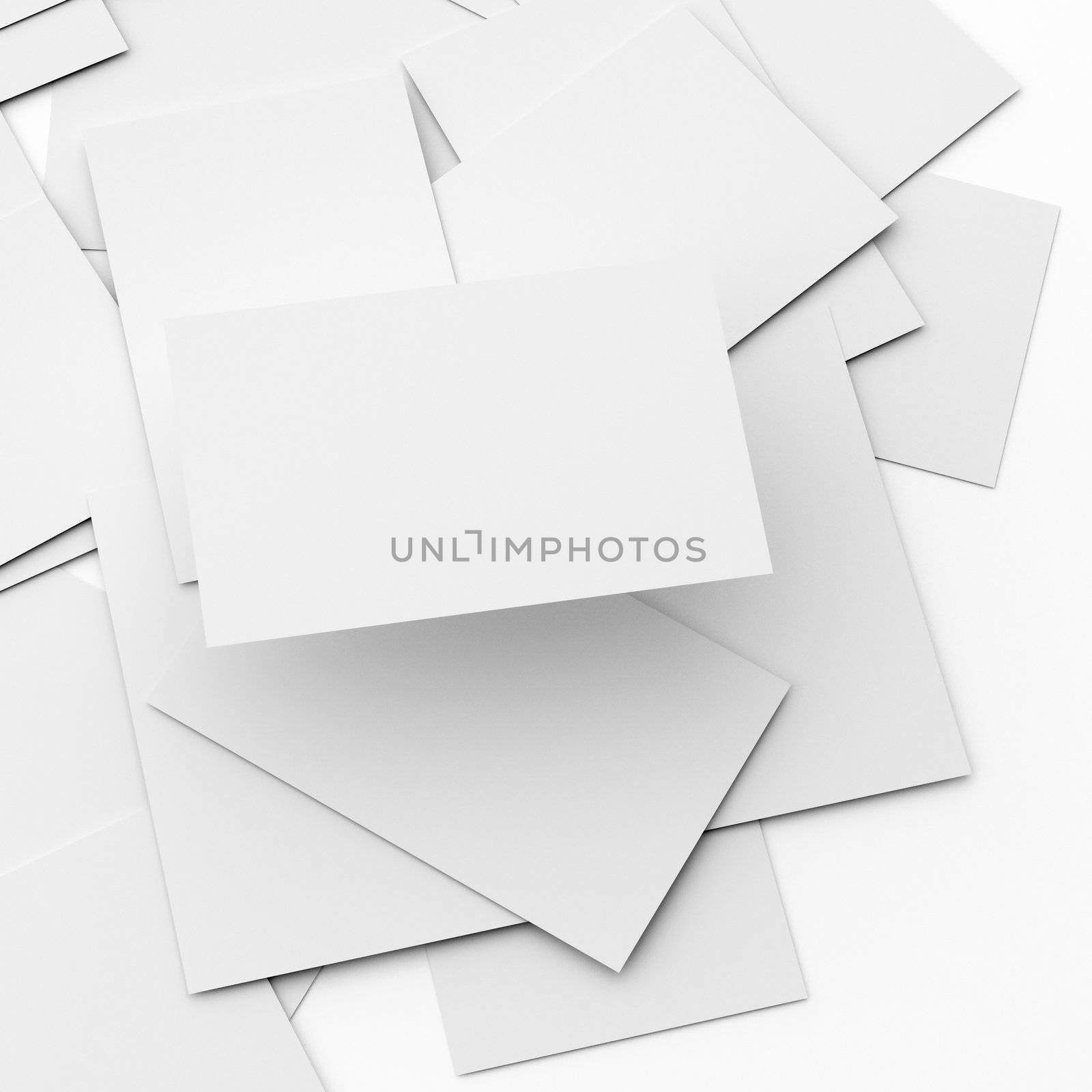 business card conceptual background, a stack of cards with only the top card is floating up.
