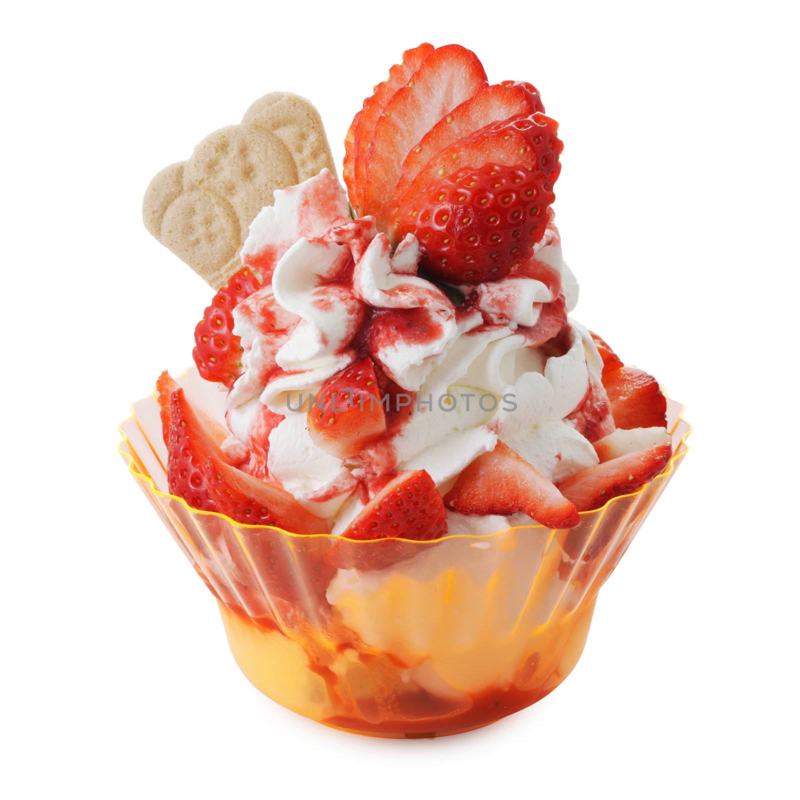 Ice-cream sundae on a white background