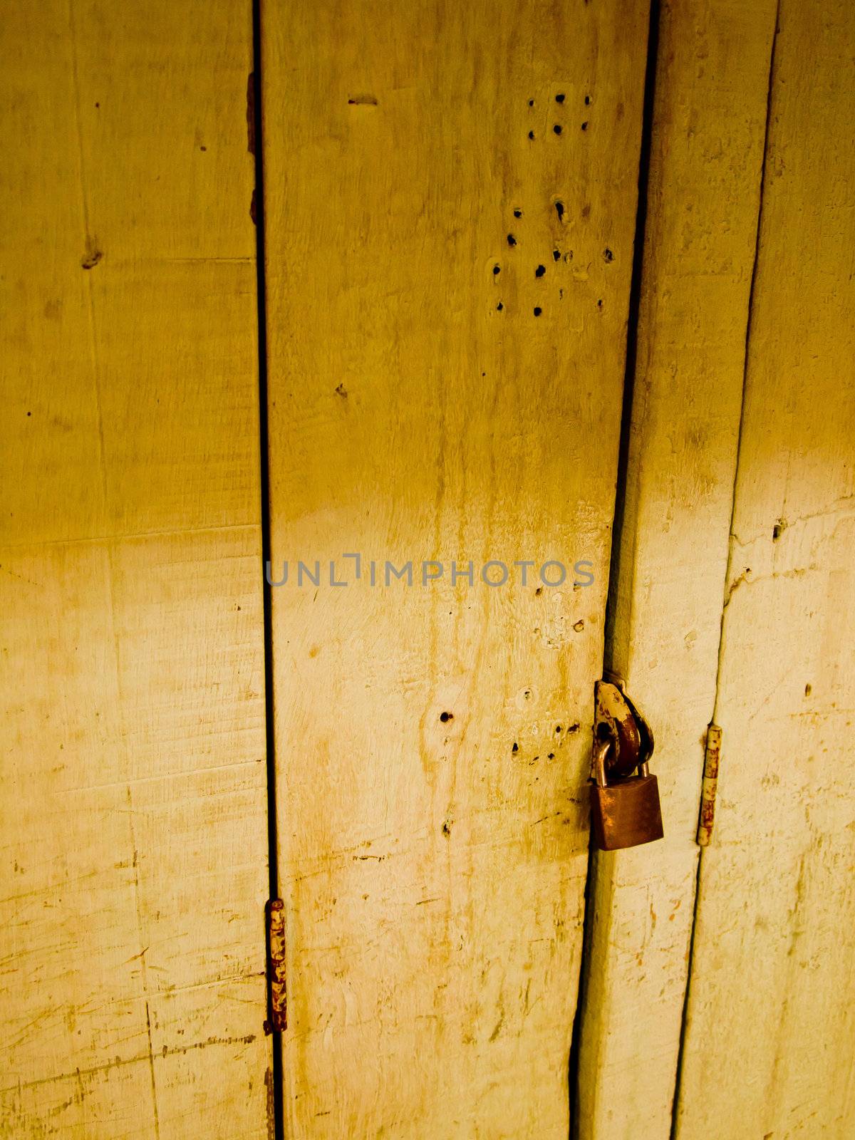 Wood door with lock by gjeerawut