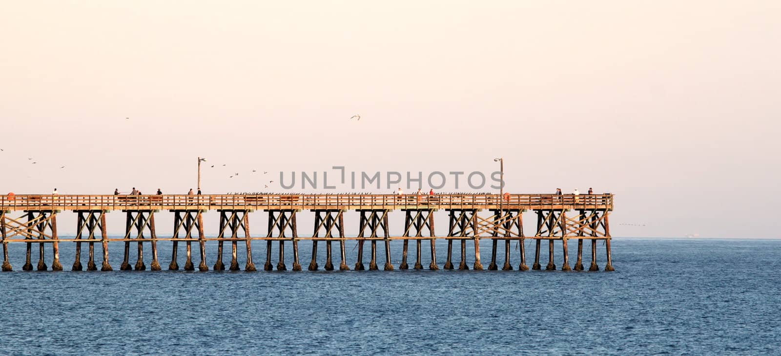 Goleta pier in the evening at sunset.