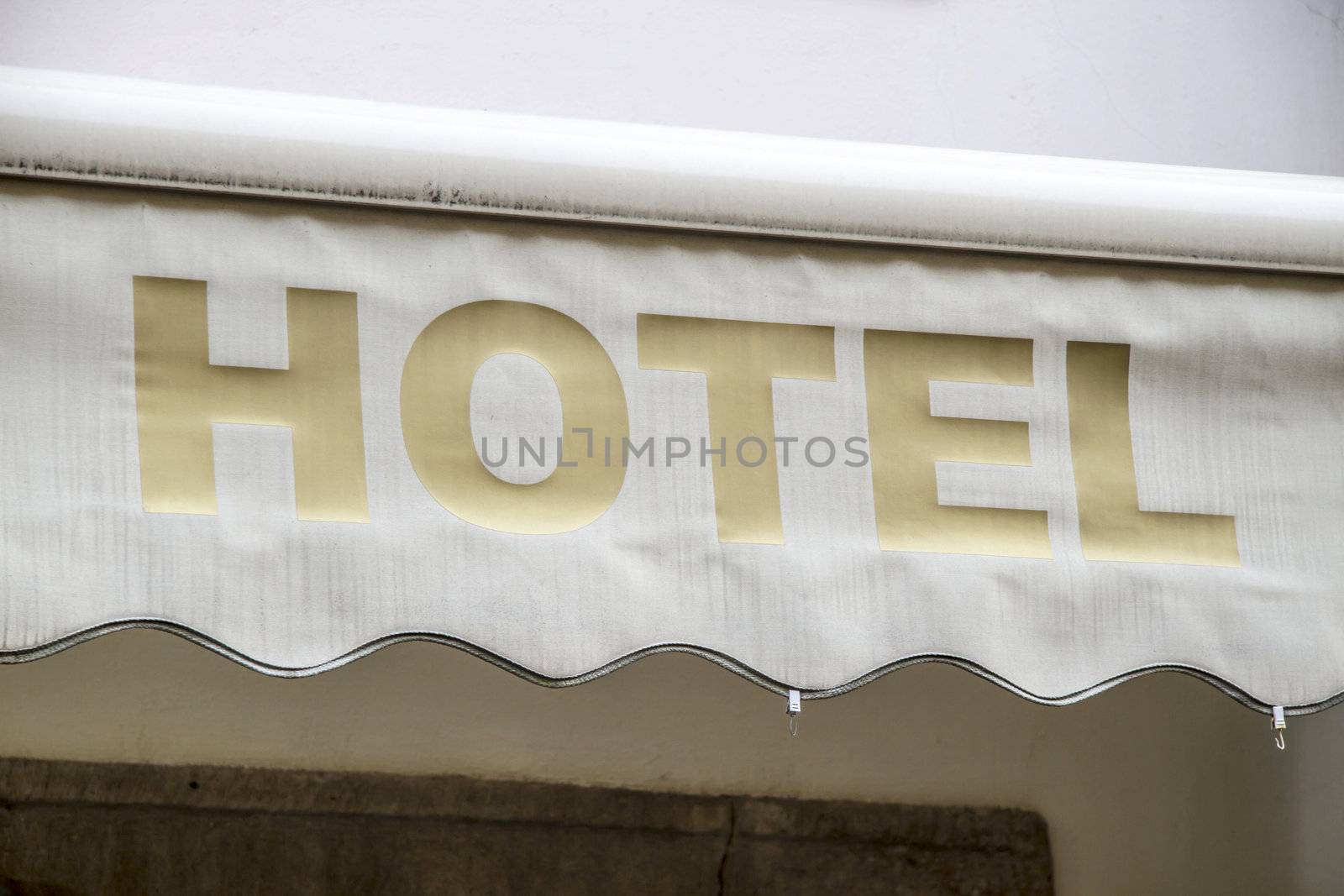 Hotel sign closeup in Prauge