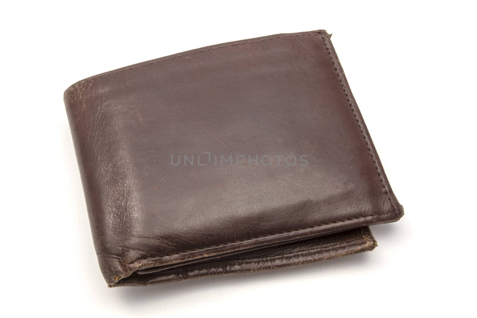 Old Brown wallet isolated on white background 