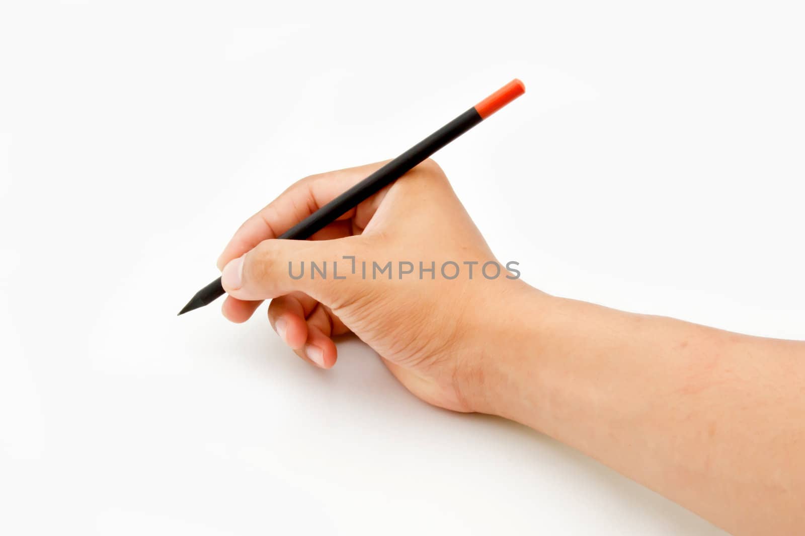 human hands with pencil writting something by Noppharat_th