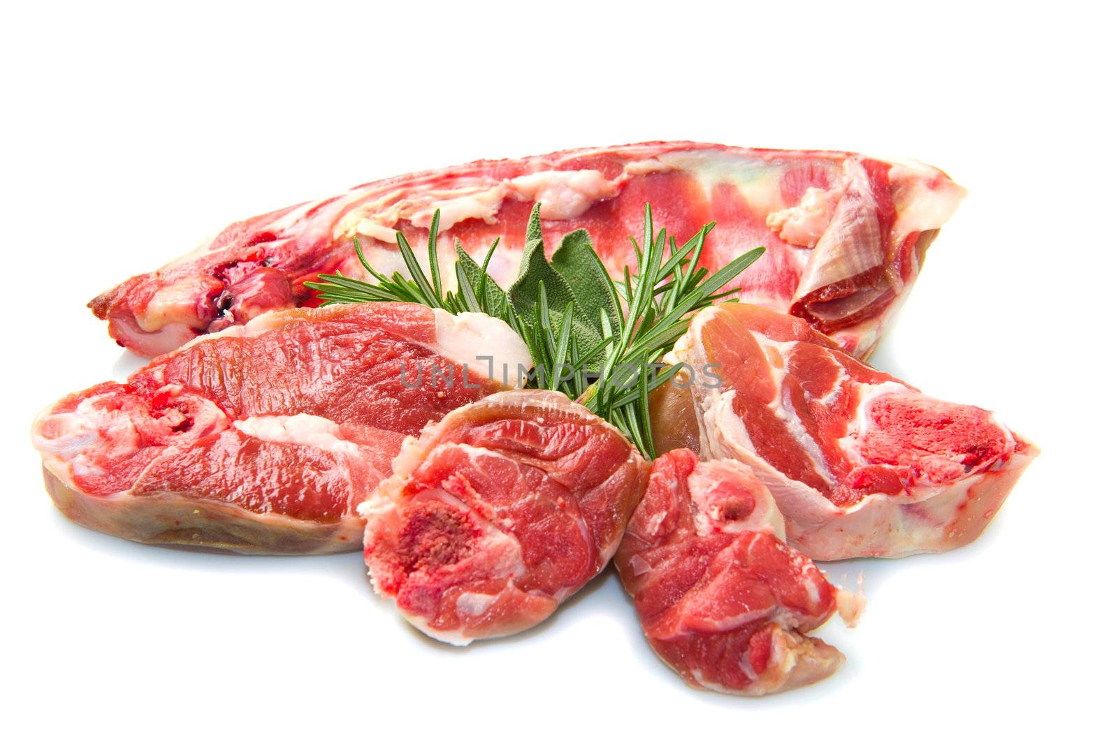 a group of rib lamb isolated on white