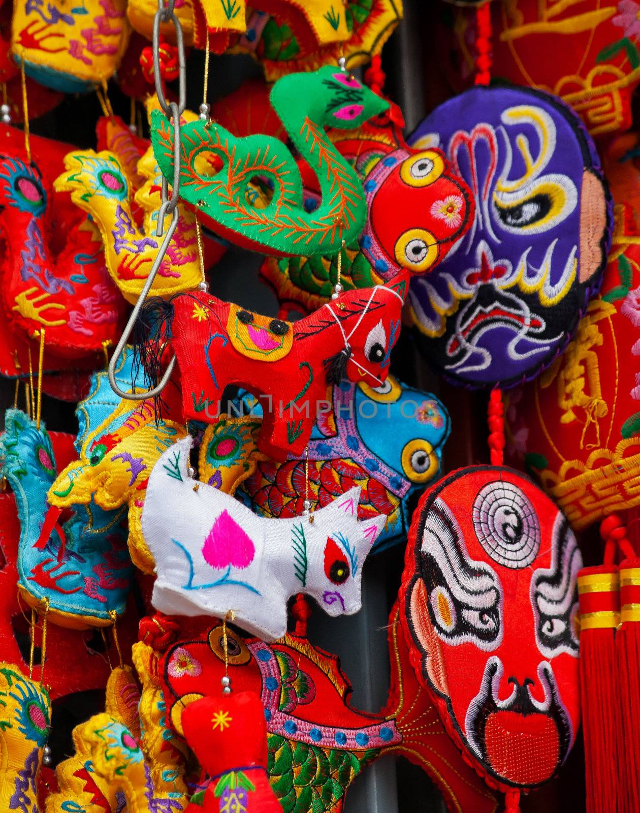 Chinese Colorful Souvenir Silk Decorations Beijing, China  by bill_perry