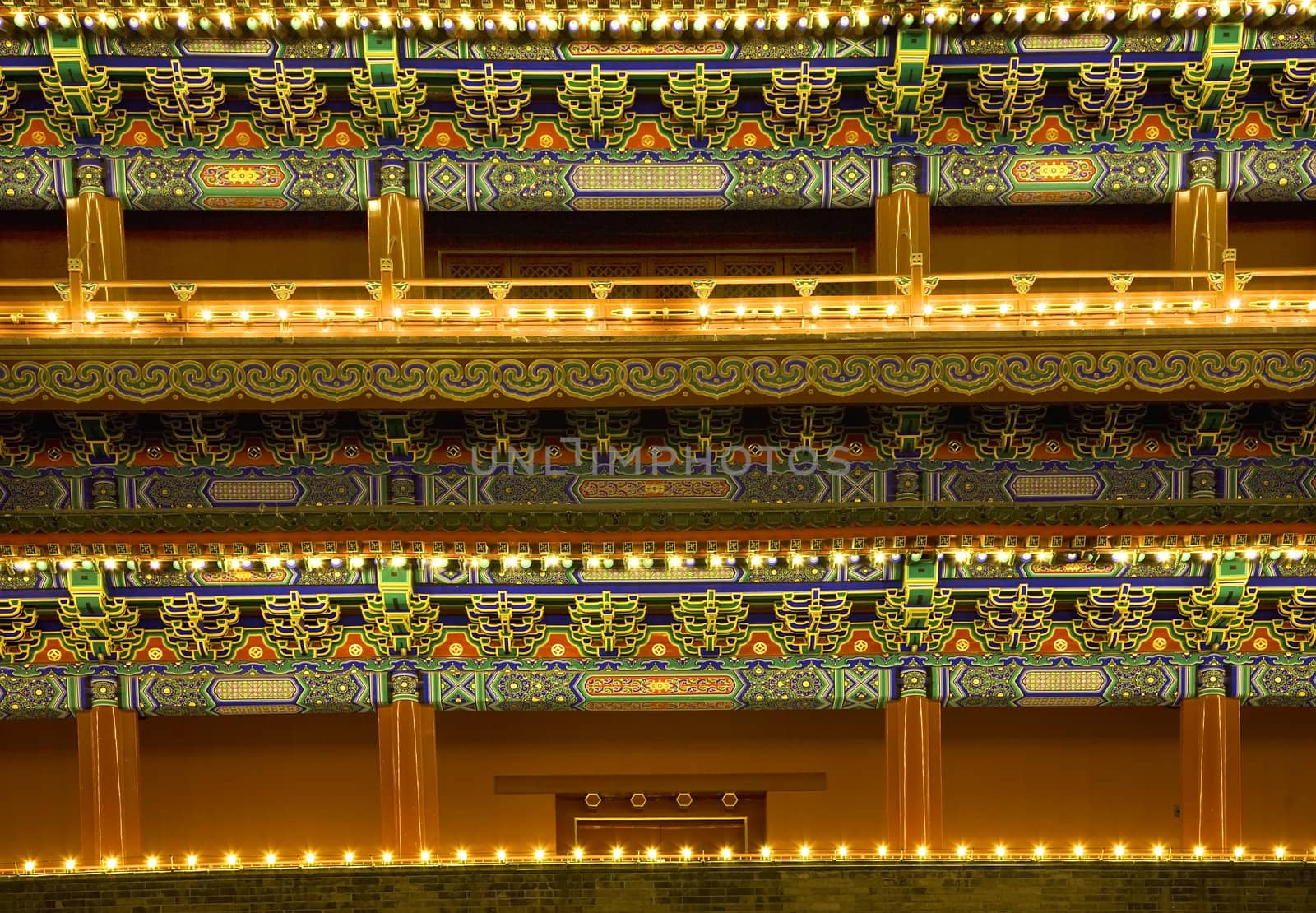 Qianmen Gate Details Tiananmen Square Beijing China Night by bill_perry