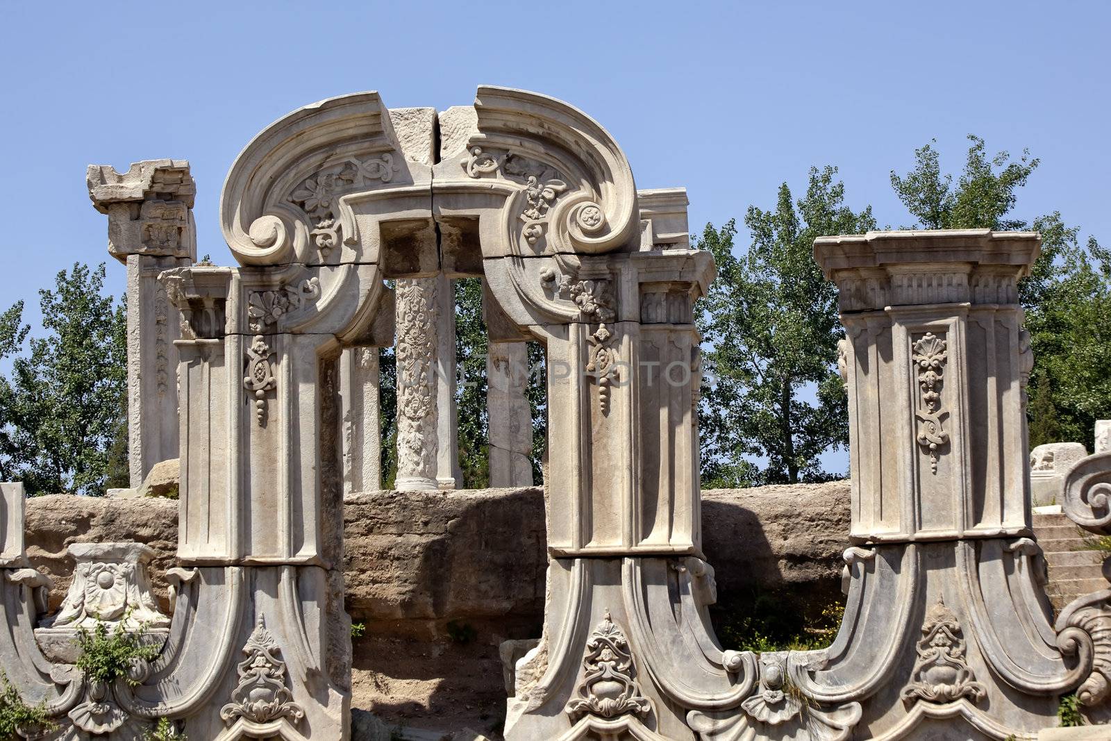 Ancient Gate Ruins Pillars Old Summer Palace Yuanming Yuan Beiji by bill_perry