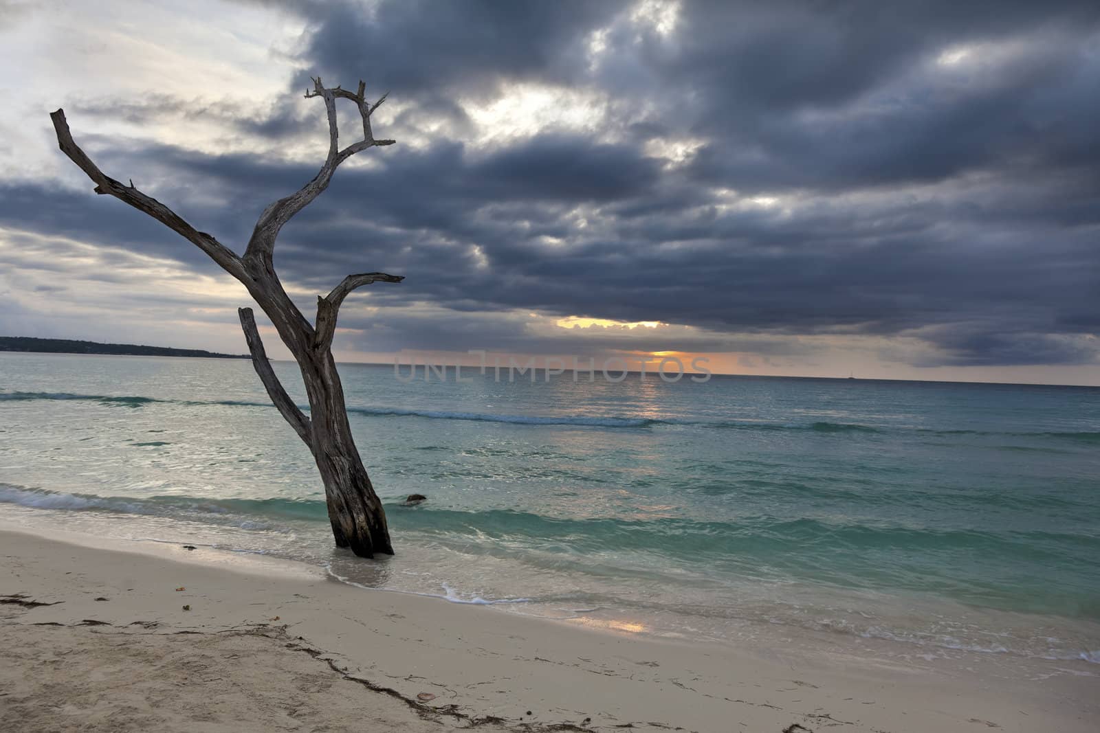 A beautiful sunset on the ocean.