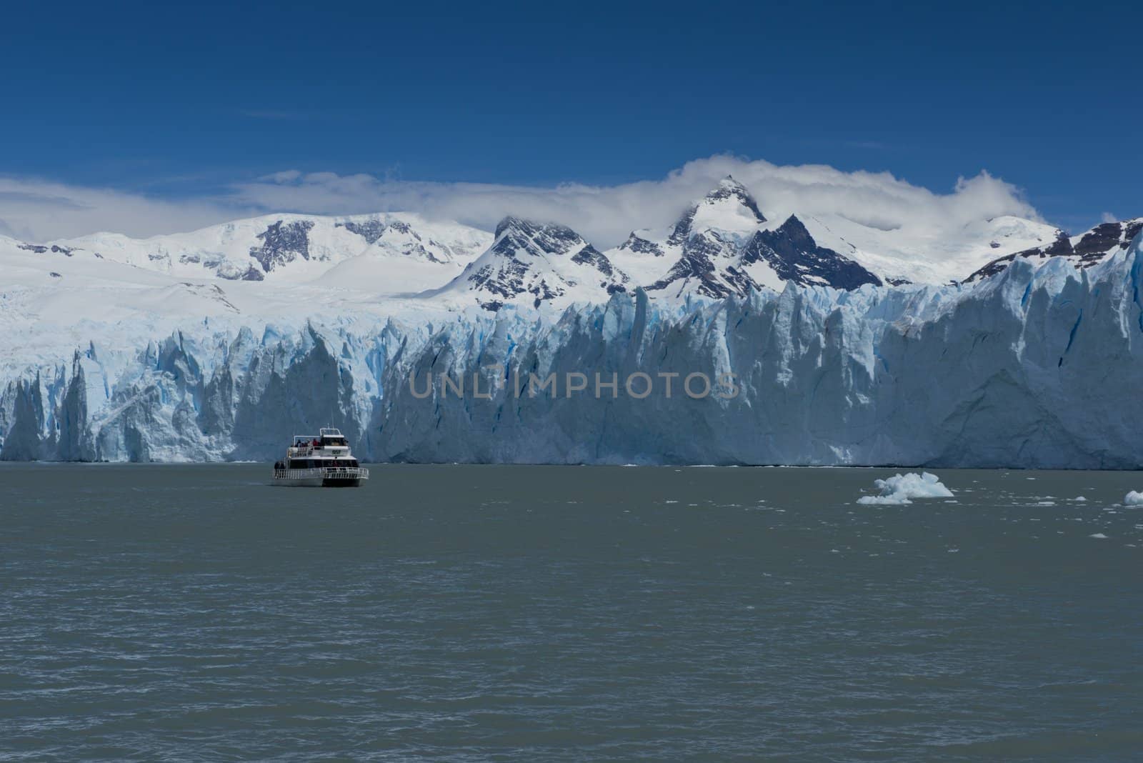 View of one of the fronts of the glacier Perito Moreno in the Los Glaciares National Park of  Patagonia, facing on the Lake Argentino