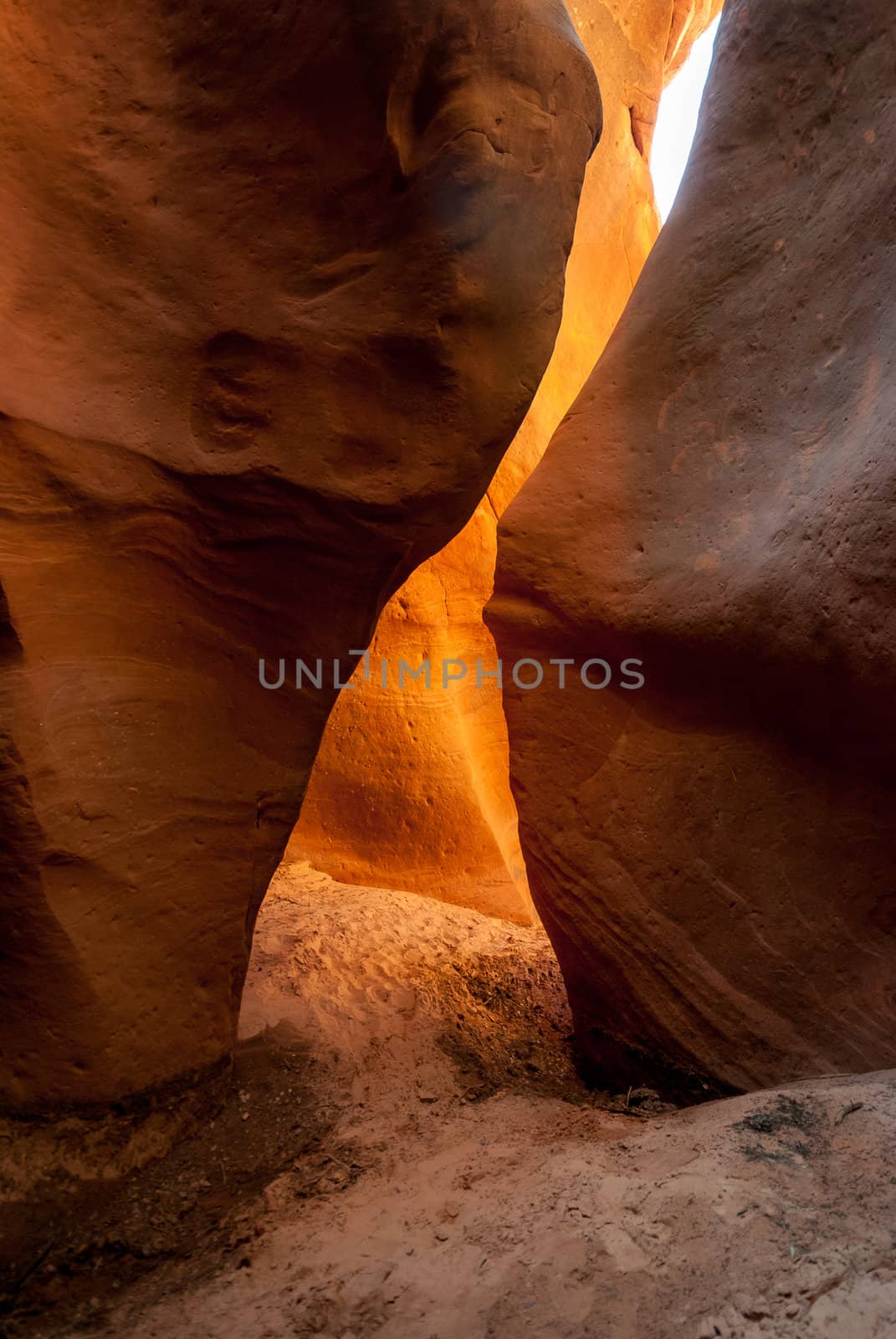 Photograph of the entrance to a little visited slot canyon located in the arid southwest.