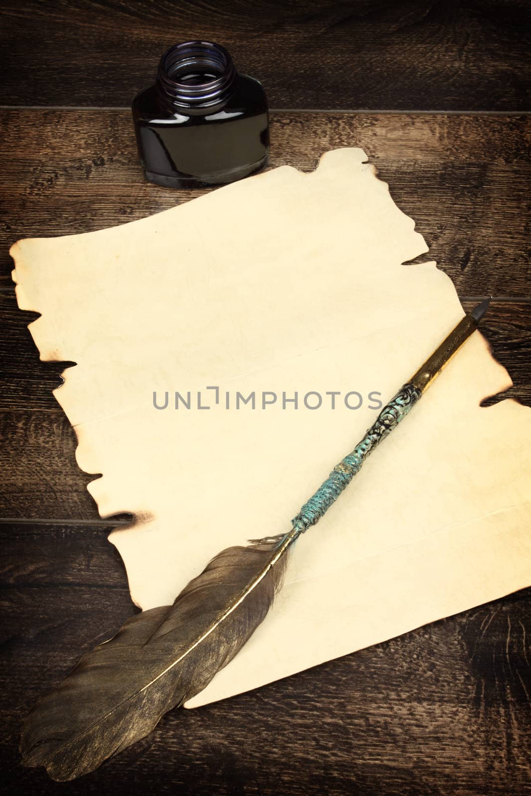  blank sheet of paper and quill by alexkosev