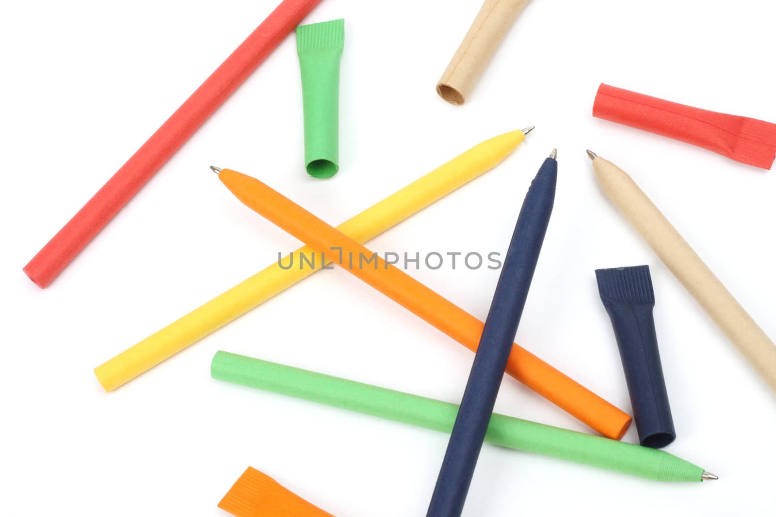 bunch of pens made ​​from recycled materials