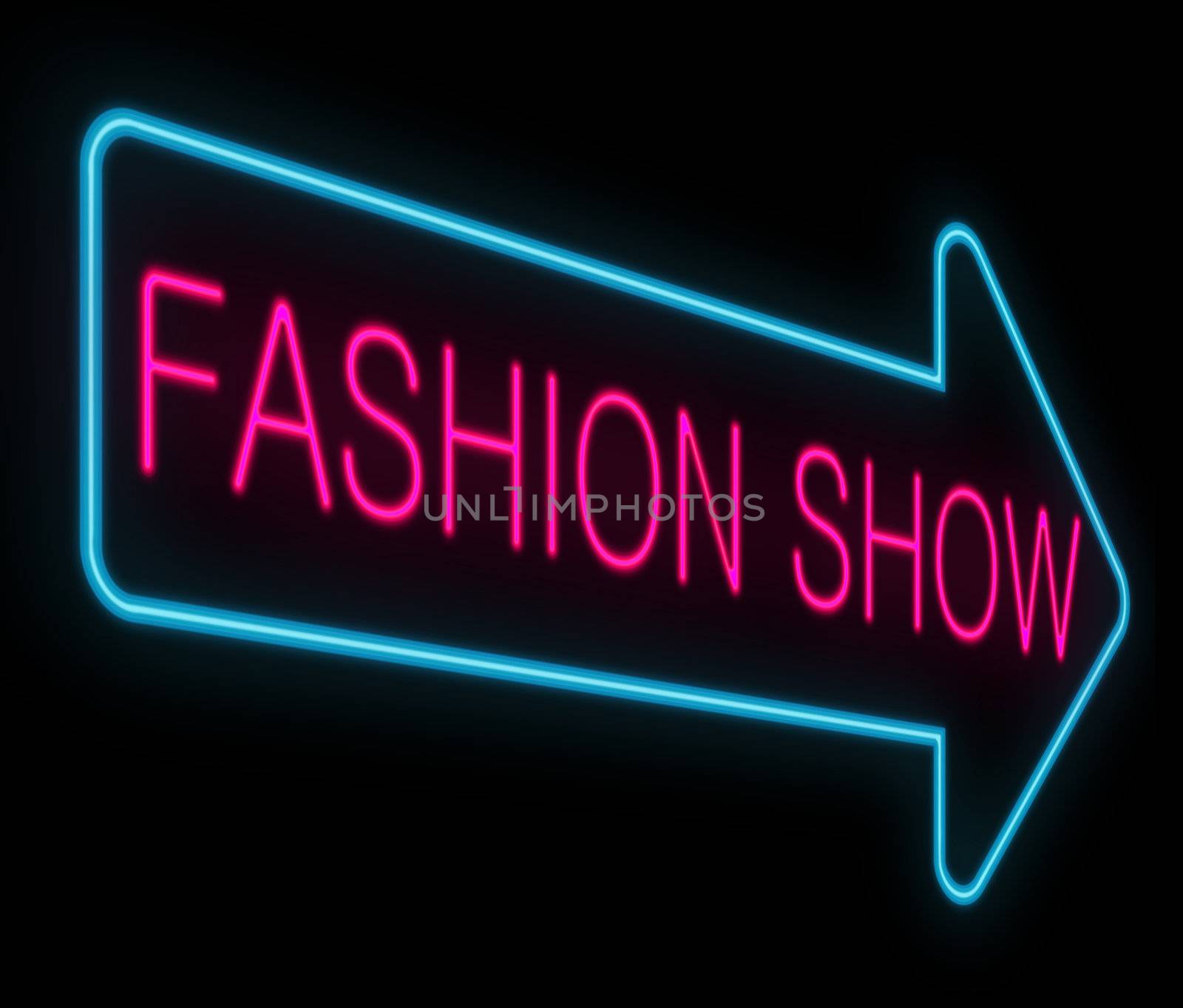 Illustration depicting a neon signage with a fashion show concept.