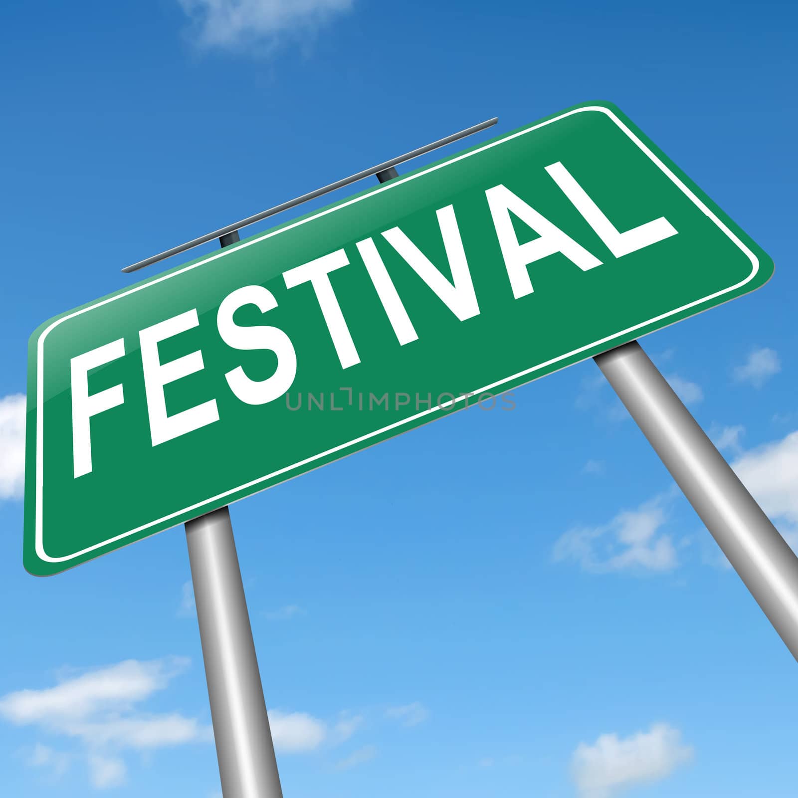 Illustration depicting a sign with a festival concept.