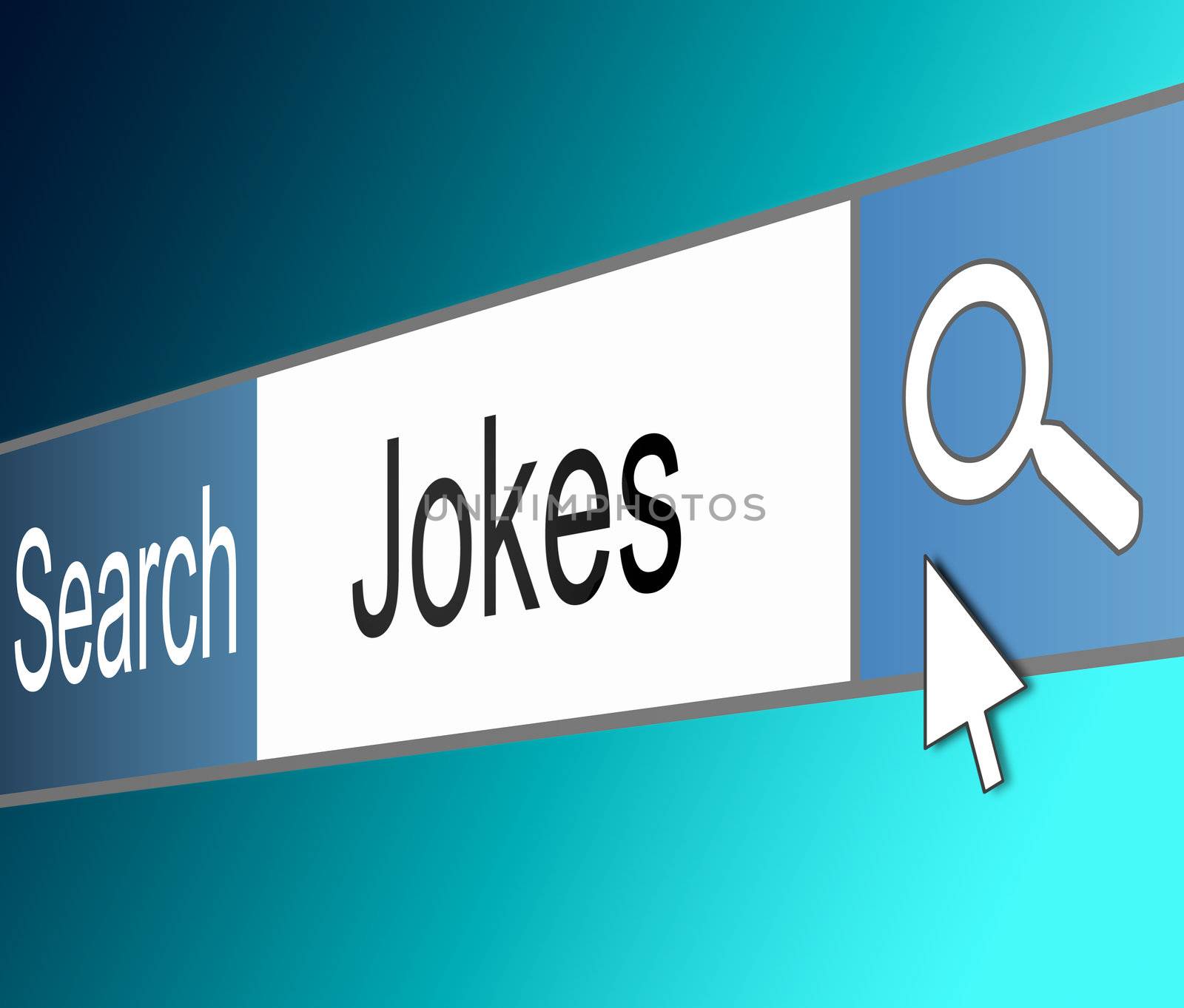 Illustration depicting a screen shot of an internet search bar containing a jokes concept.