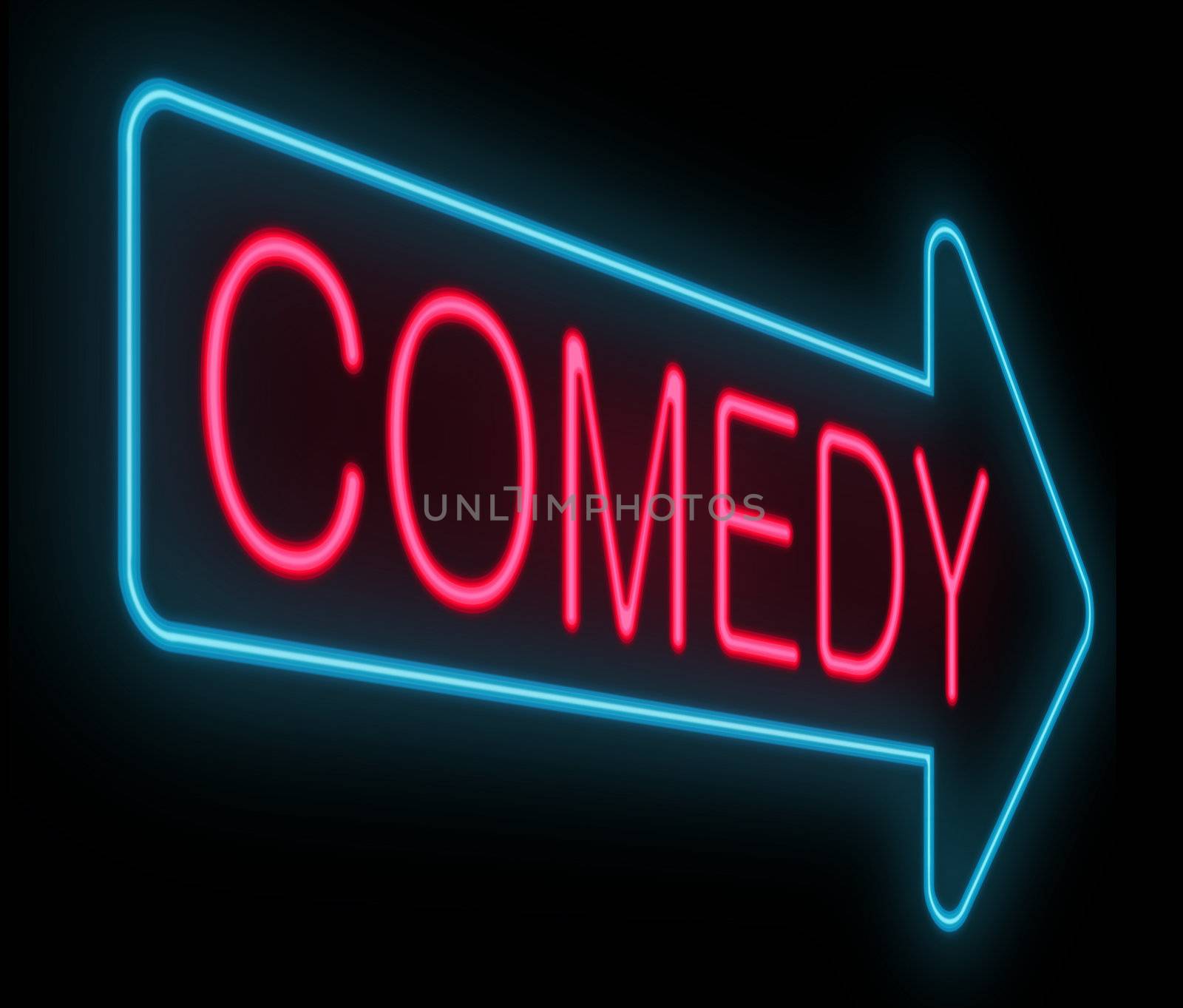 Illustration depicting a neon signage with a comedy concept.