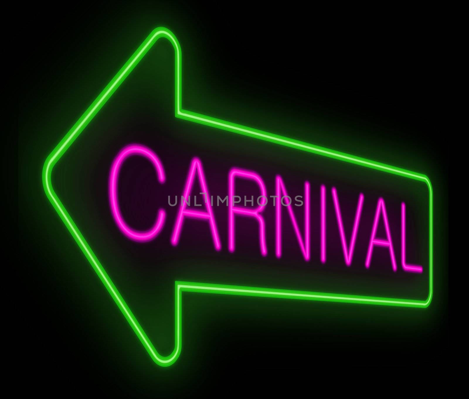 Illustration depicting a neon signage with a carnival concept.